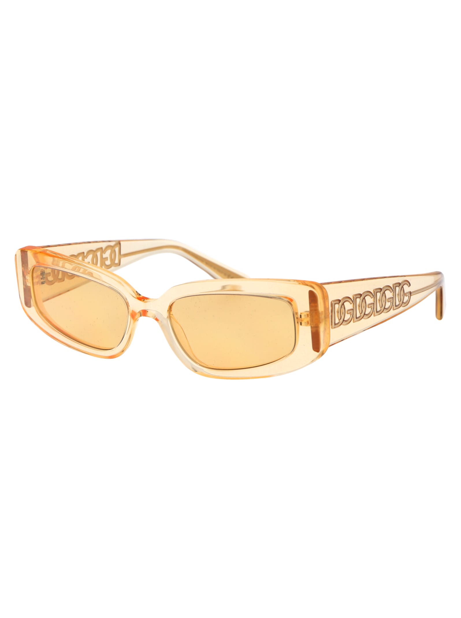 Shop Dolce &amp; Gabbana Eyewear 0dg4445 Sunglasses In 3046/7 Orange Transparent