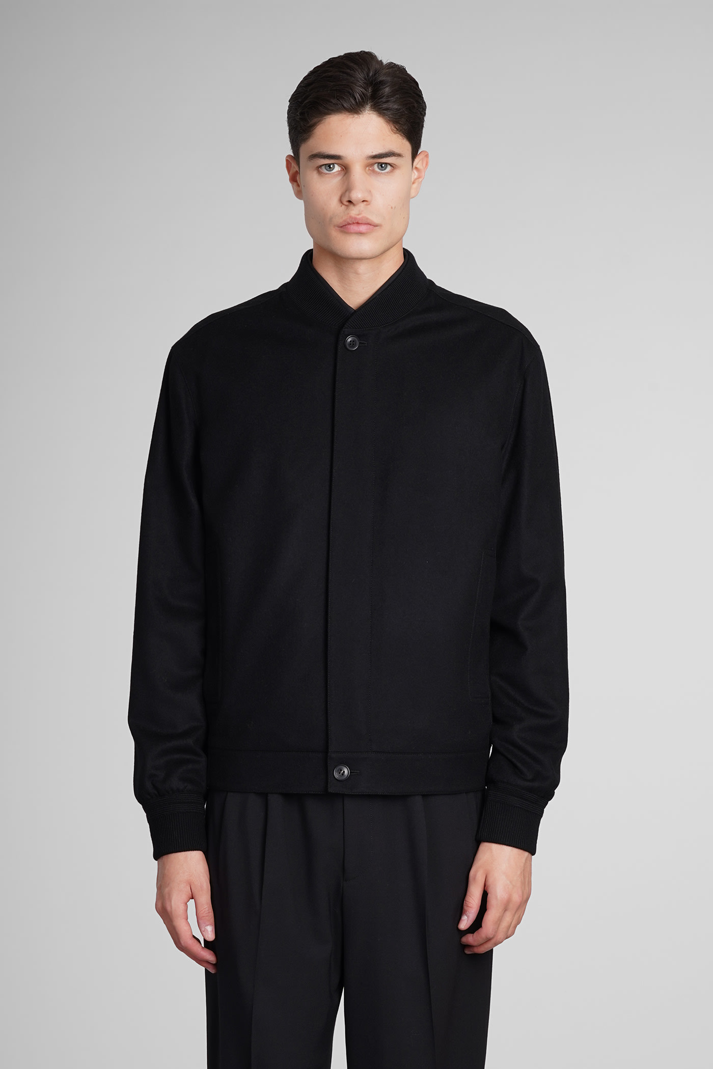 Shop Zegna Oasi Blouson Casual Jacket In Black Cashmere