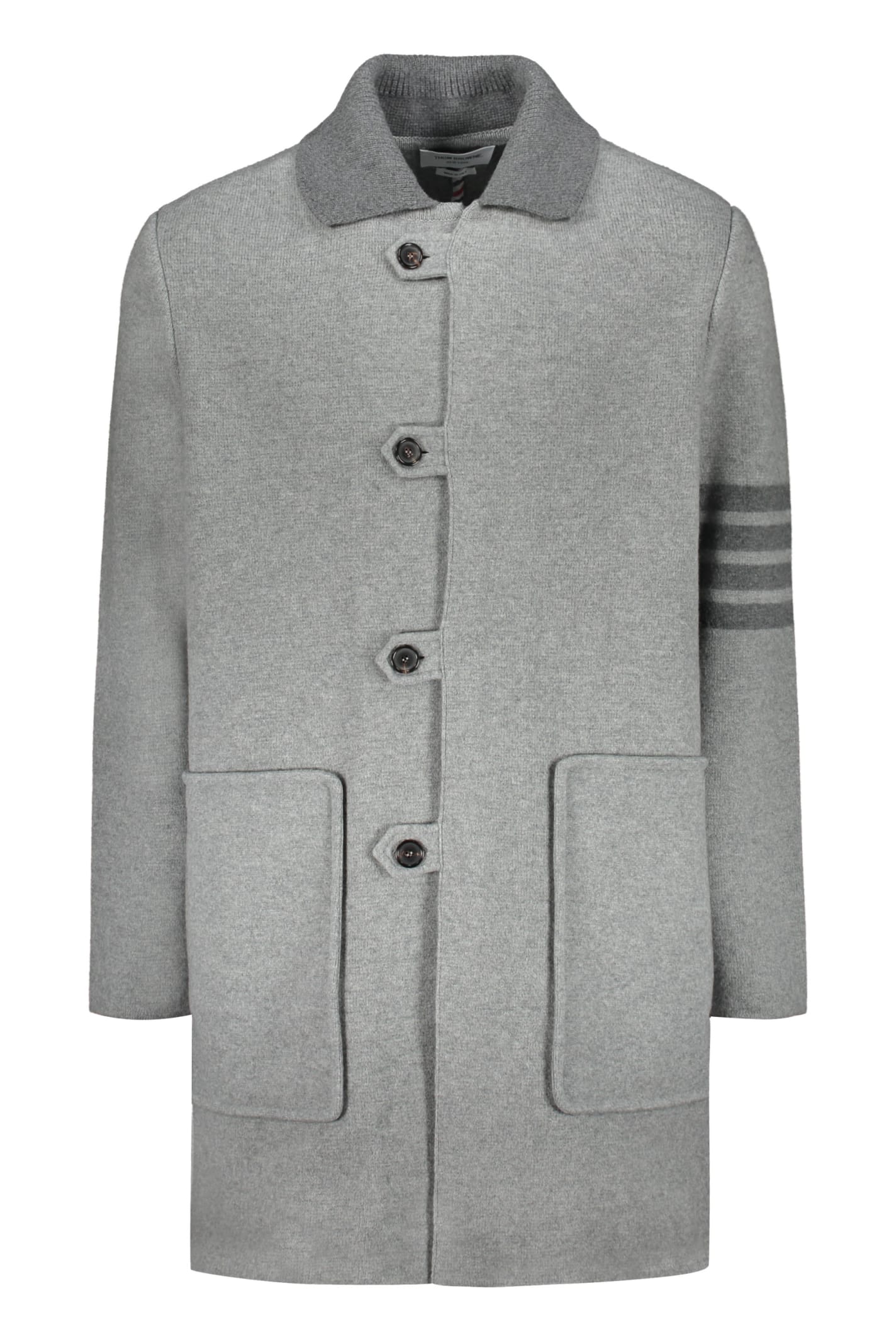 Shop Thom Browne Virgin Wool Coat In Grey