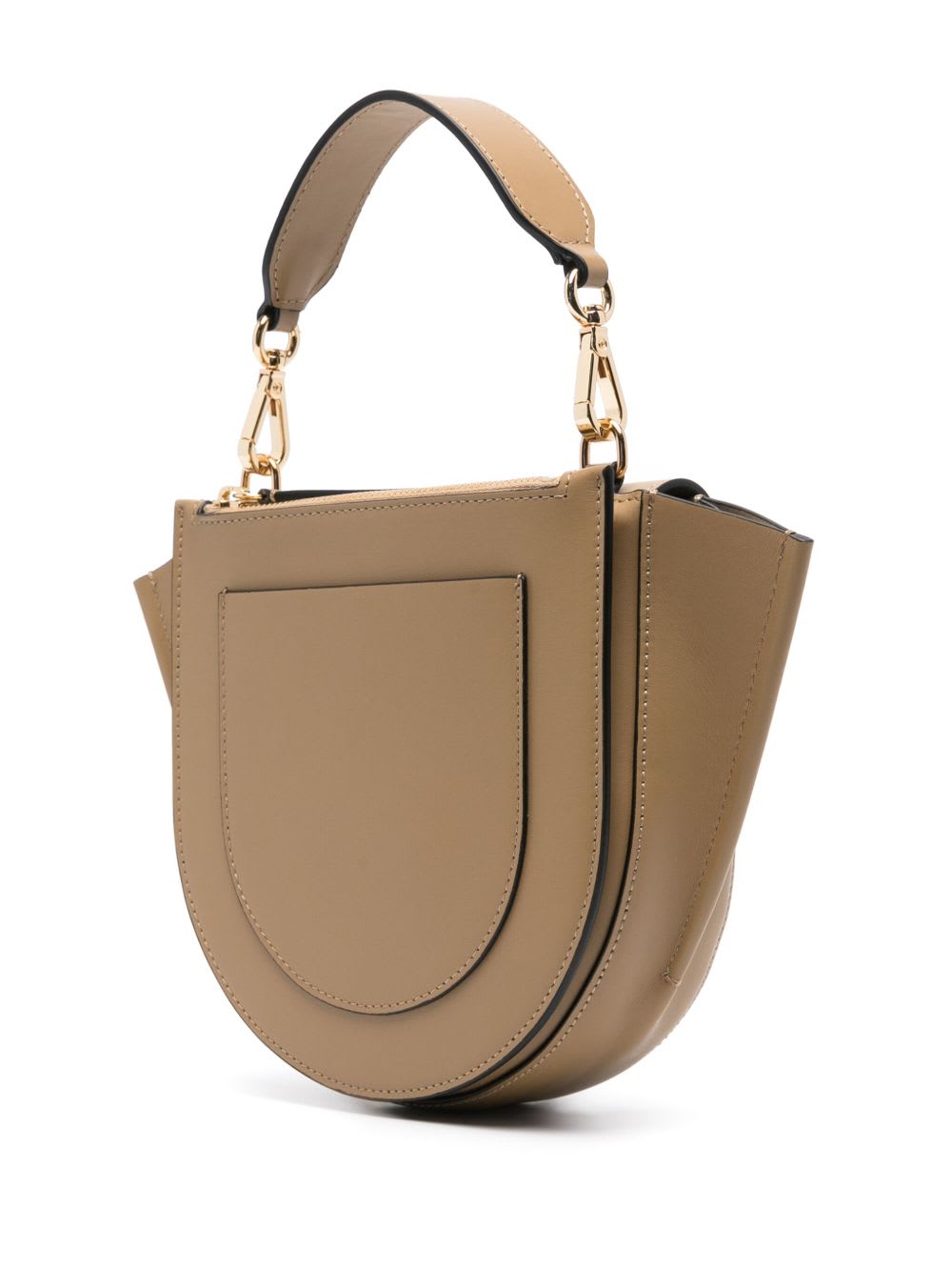 Wandler Structured Vitello Leather Shoulder Bag With Winged Sides In Nude