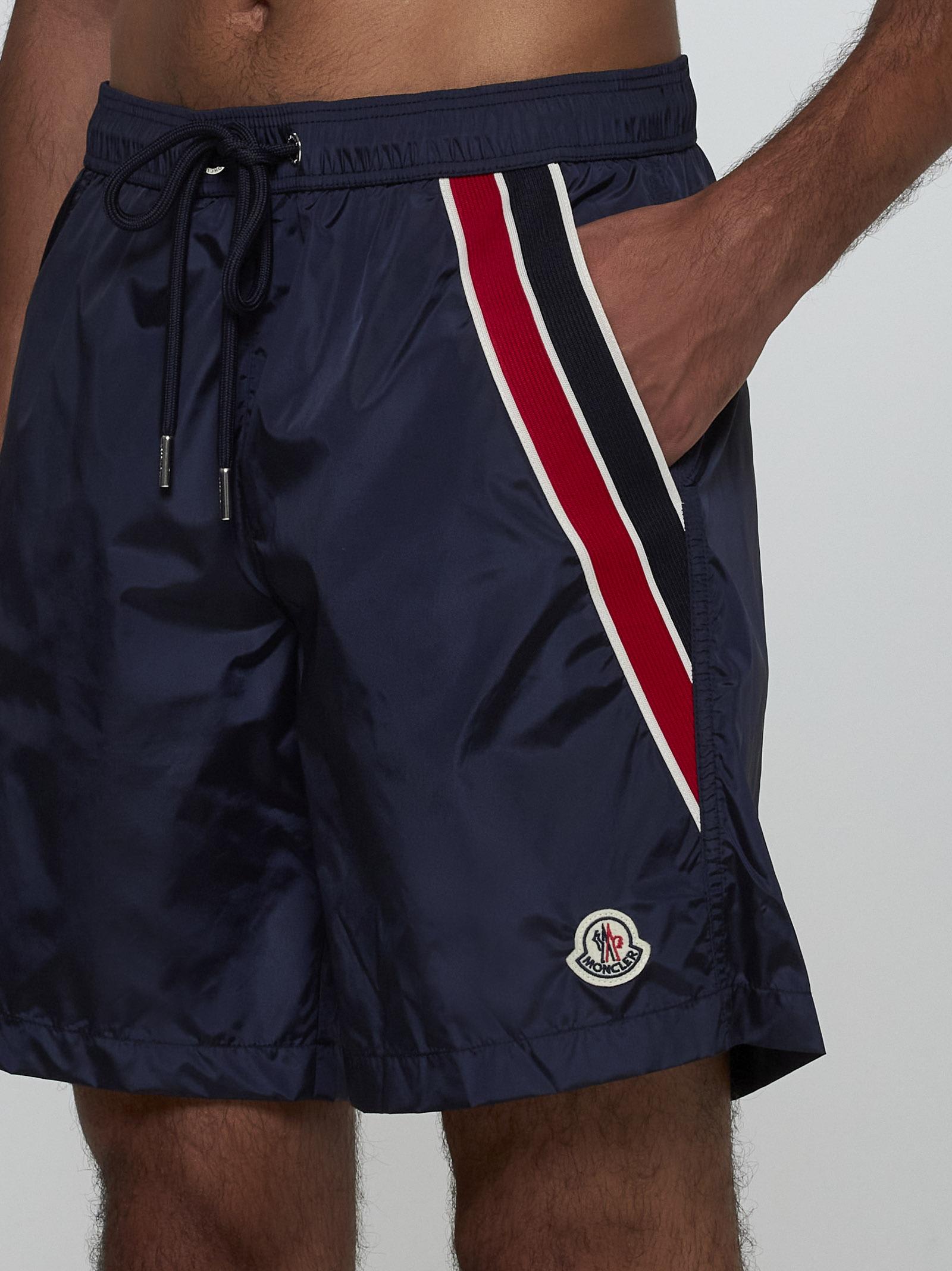 Shop Moncler Logo Swim Shorts