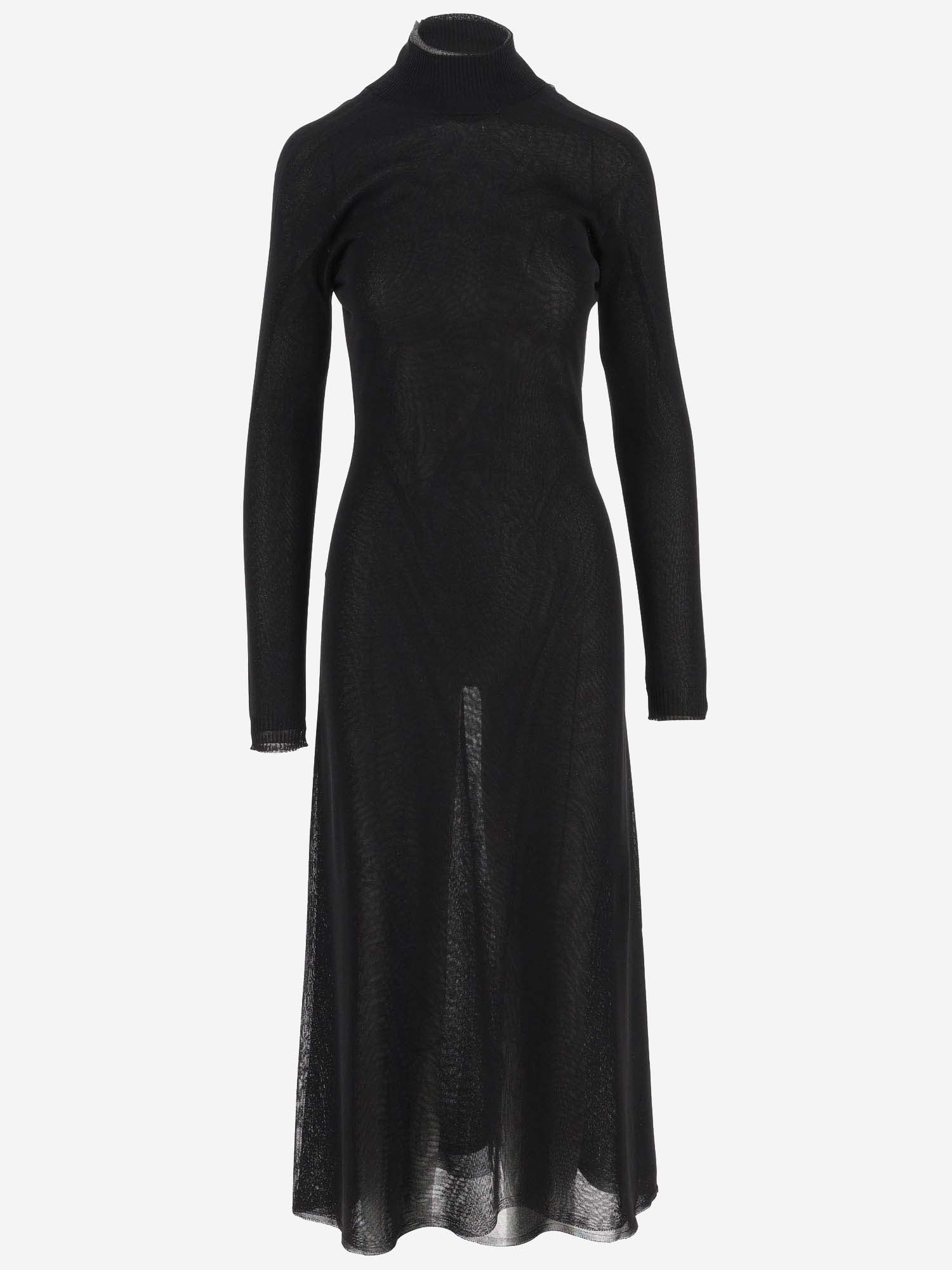 Giorgio Armani Brilliant Knit Longuette Dress In Black