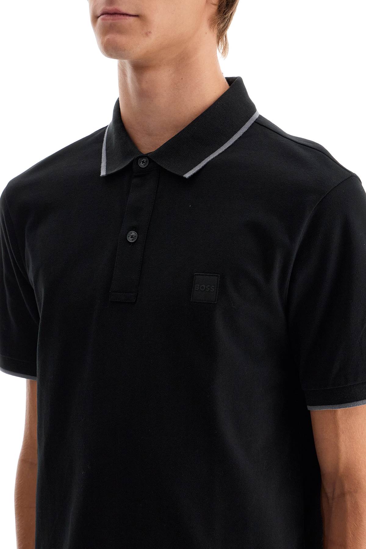 Shop Hugo Boss Polo Shirt With Logo Patch In Black (black)