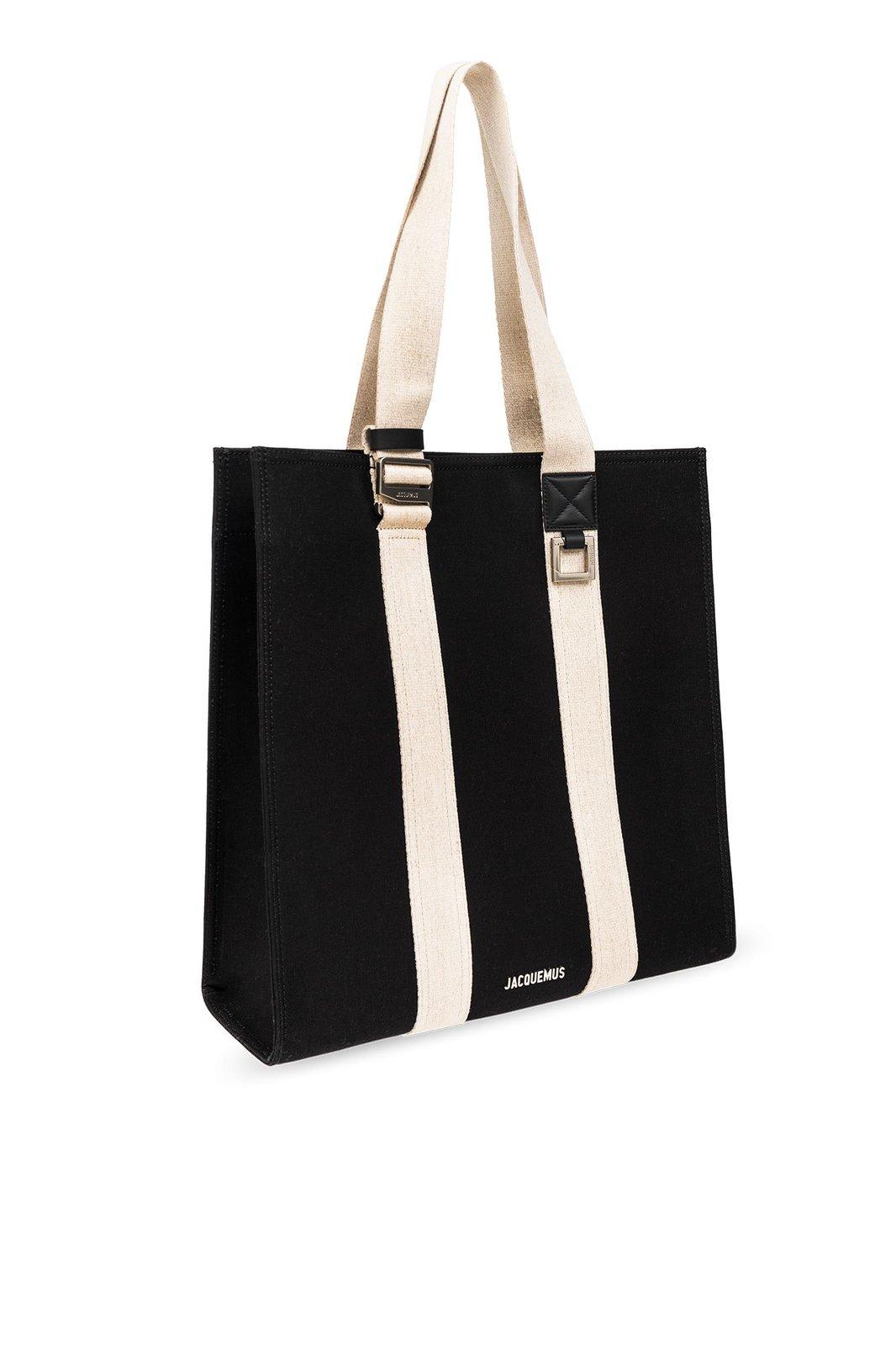 Shop Jacquemus Le Cabas Cuerda Grosgrain Messenger Tote Bag In Black