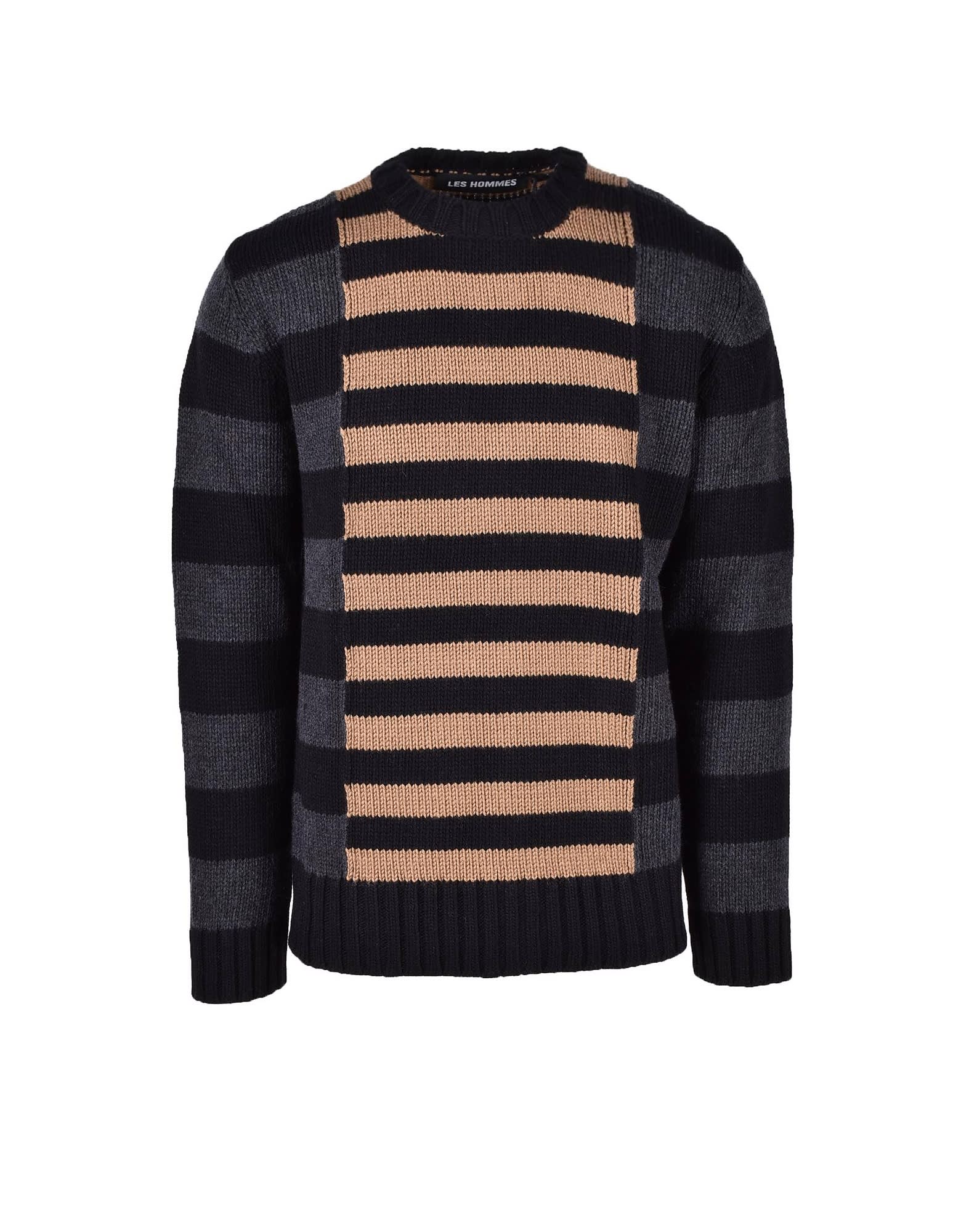 Les Hommes Mens Black / Brown Sweater