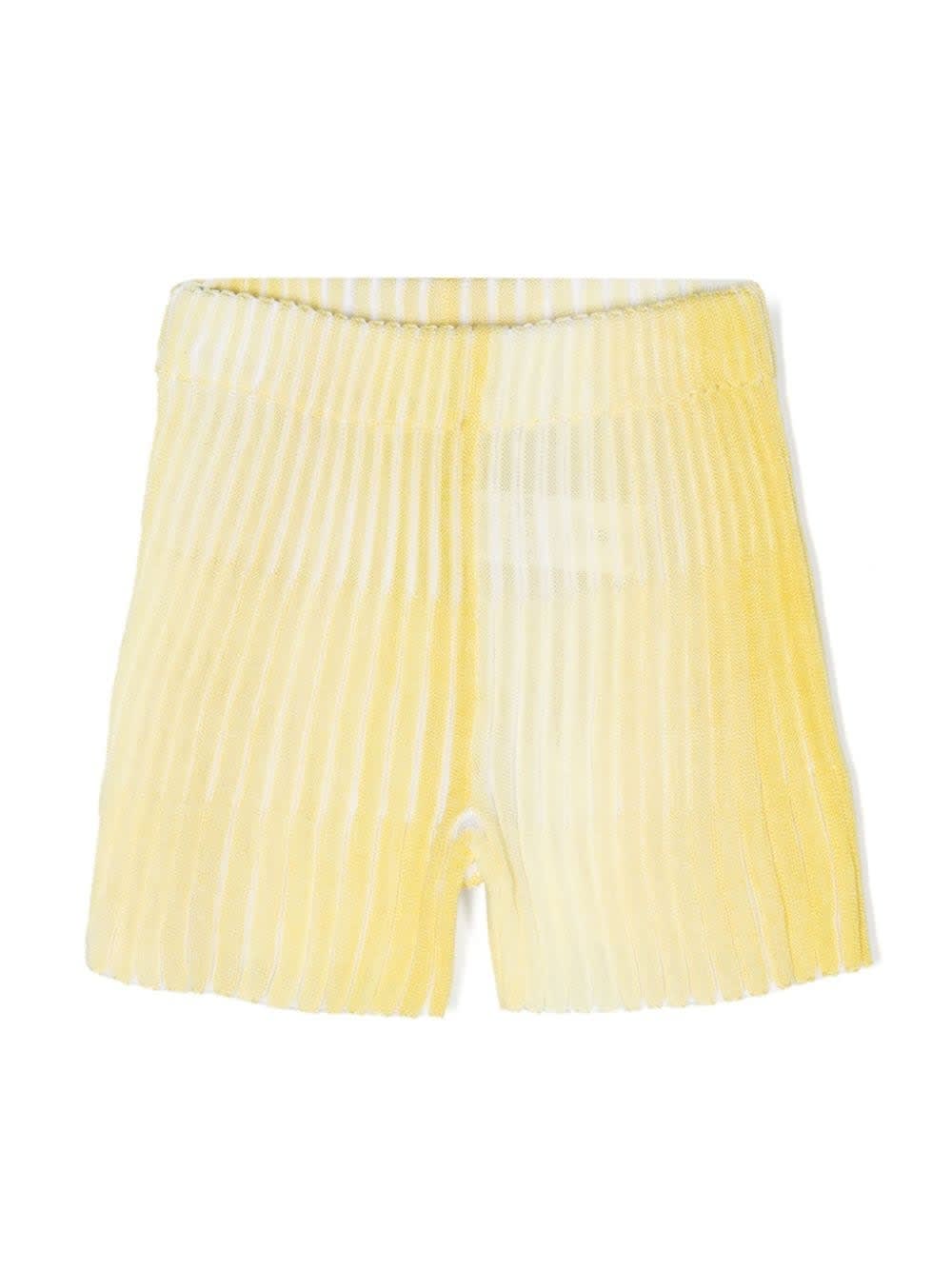 Shop Missoni Yellow Ribbed Knitted Shorts