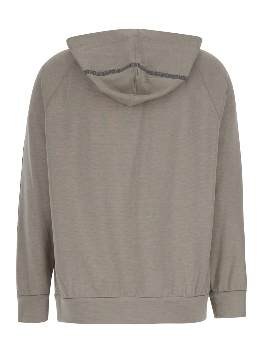 Shop Brunello Cucinelli Grey Hoodie With Monile Detail In Cotton Blend Woman