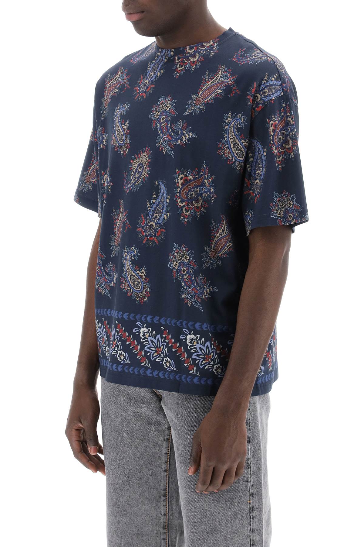 Shop Etro Paisley Print Crewneck T In Stampa Fdo Blu (green)