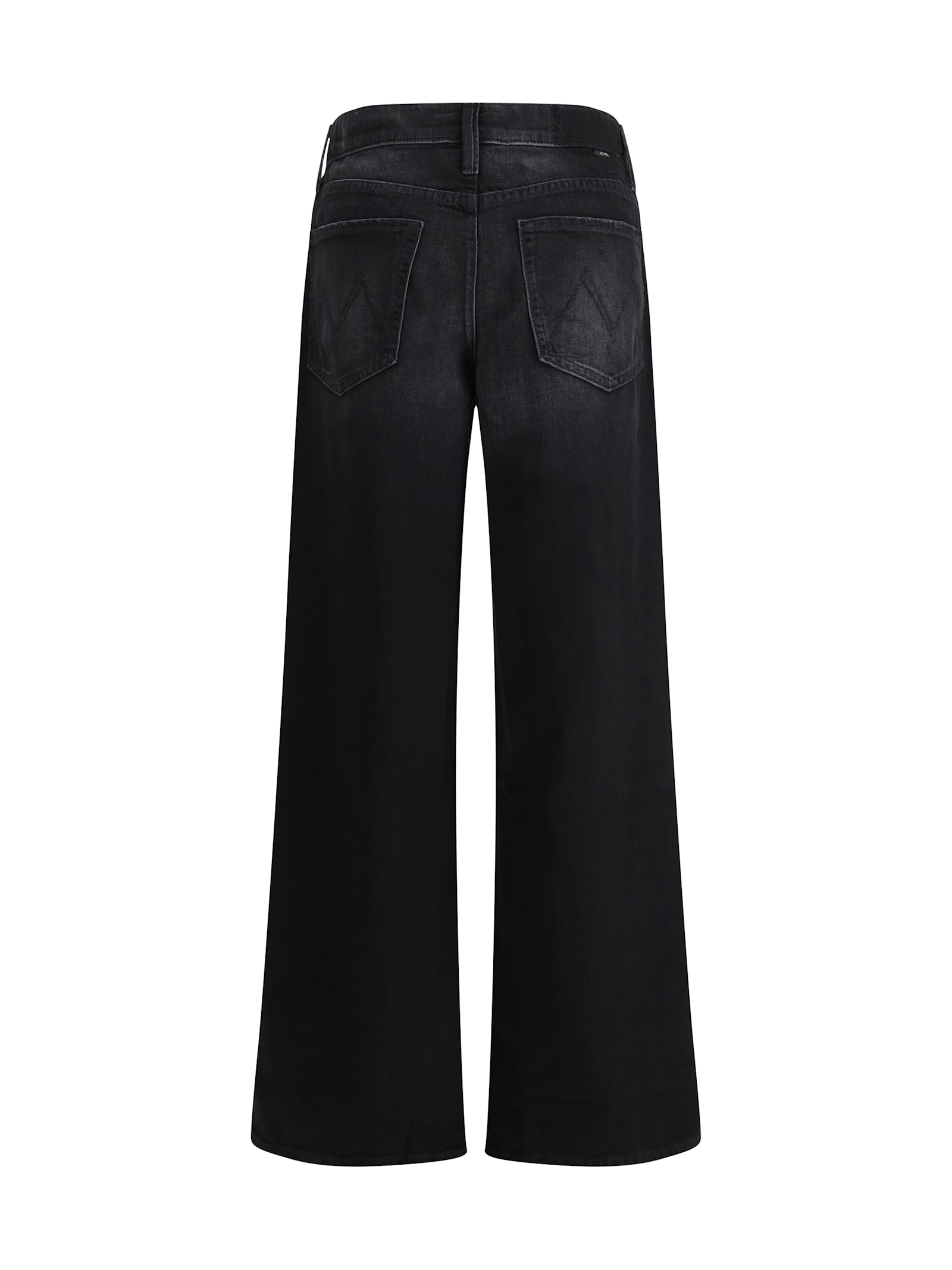 Mother Patch Pocket Rambler Zip Sneak Vroom Wide Straight Leg Jean In Black Magic