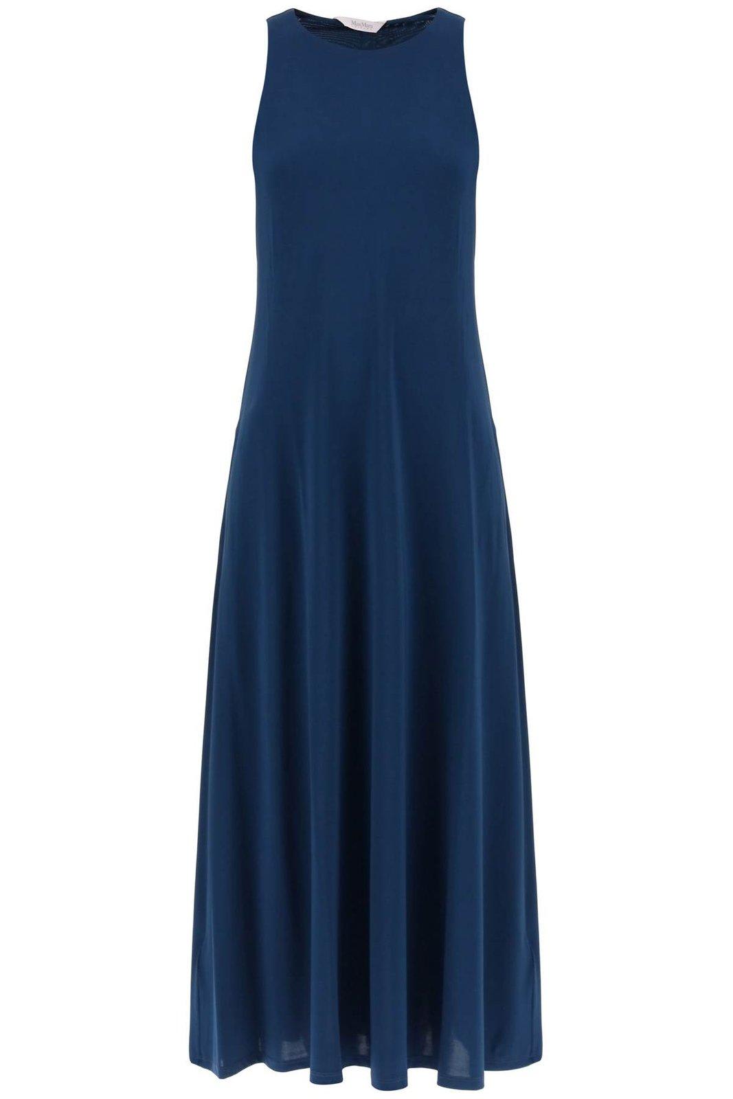 Shop Max Mara Supremo Crewneck Sleeveless Dress In Blue (blue)