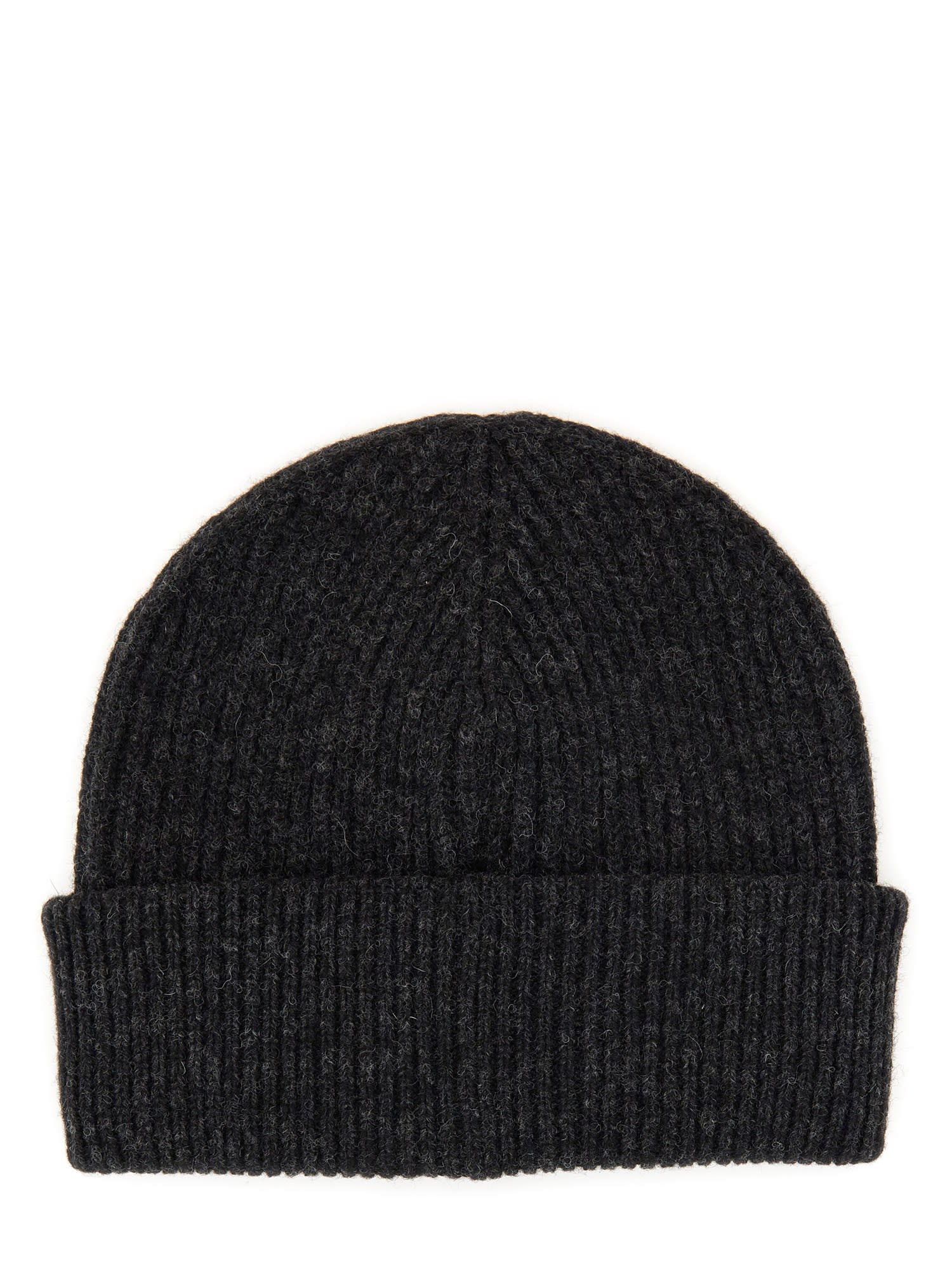 Shop Ganni Beanie Hat With Logo In Phantom