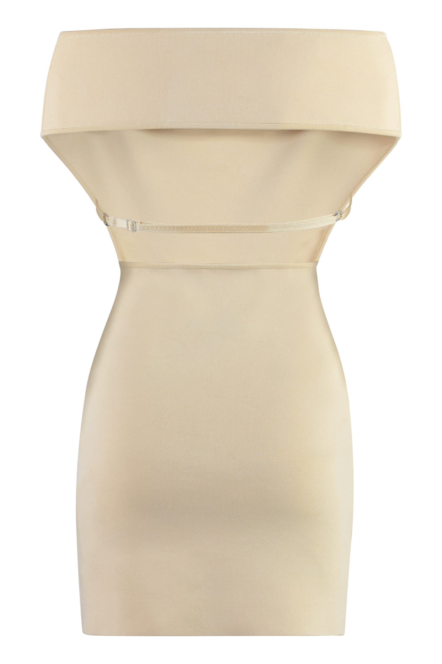 Shop Jacquemus Cubista Knitted Dress In 210 Light Yellow