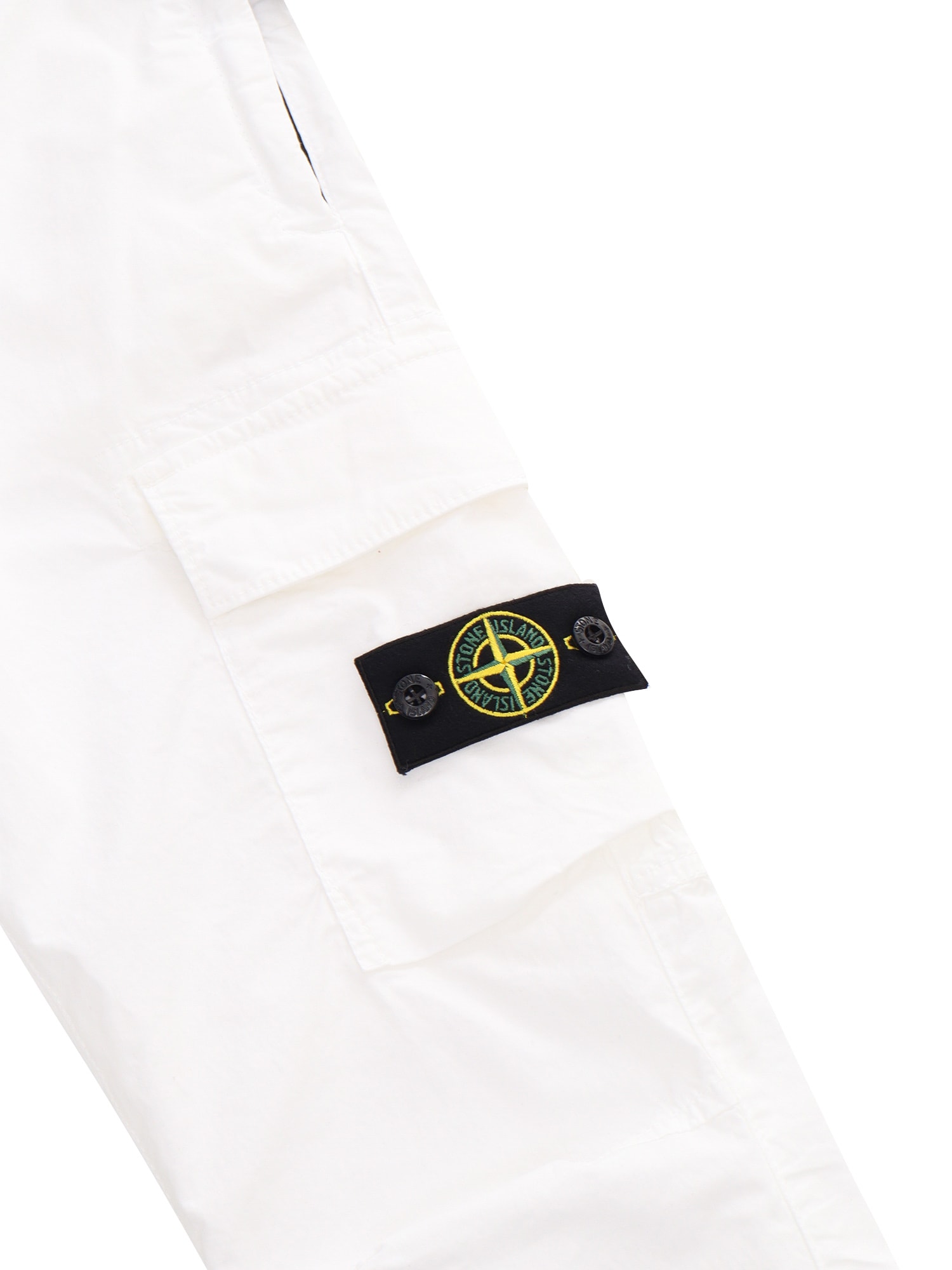 Shop Stone Island Junior White Trousers With Pockets