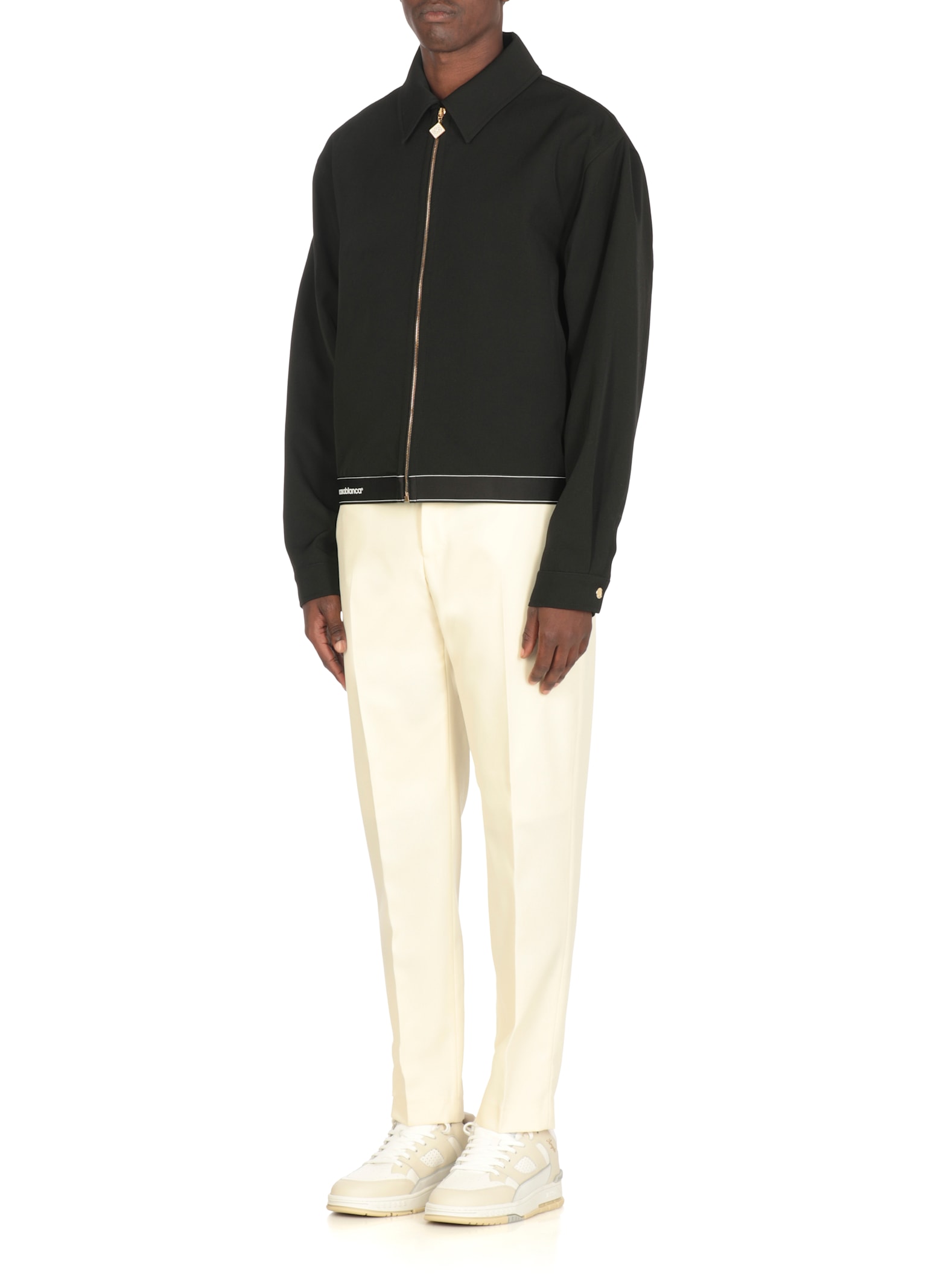 Casablanca Tailored Wool Jacket With Contrasting Logo In Black