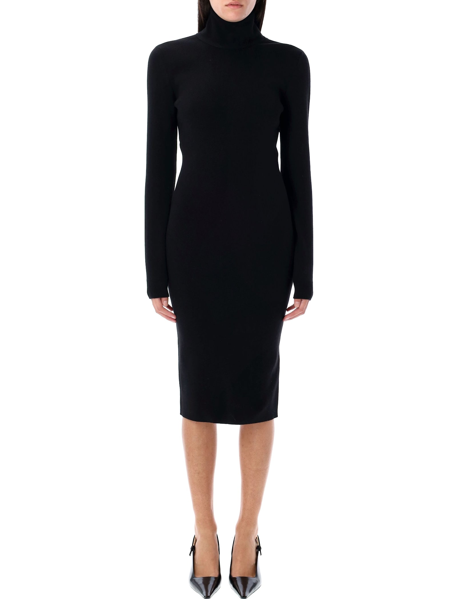 Shop Givenchy Back Tied Midi Dress In Black