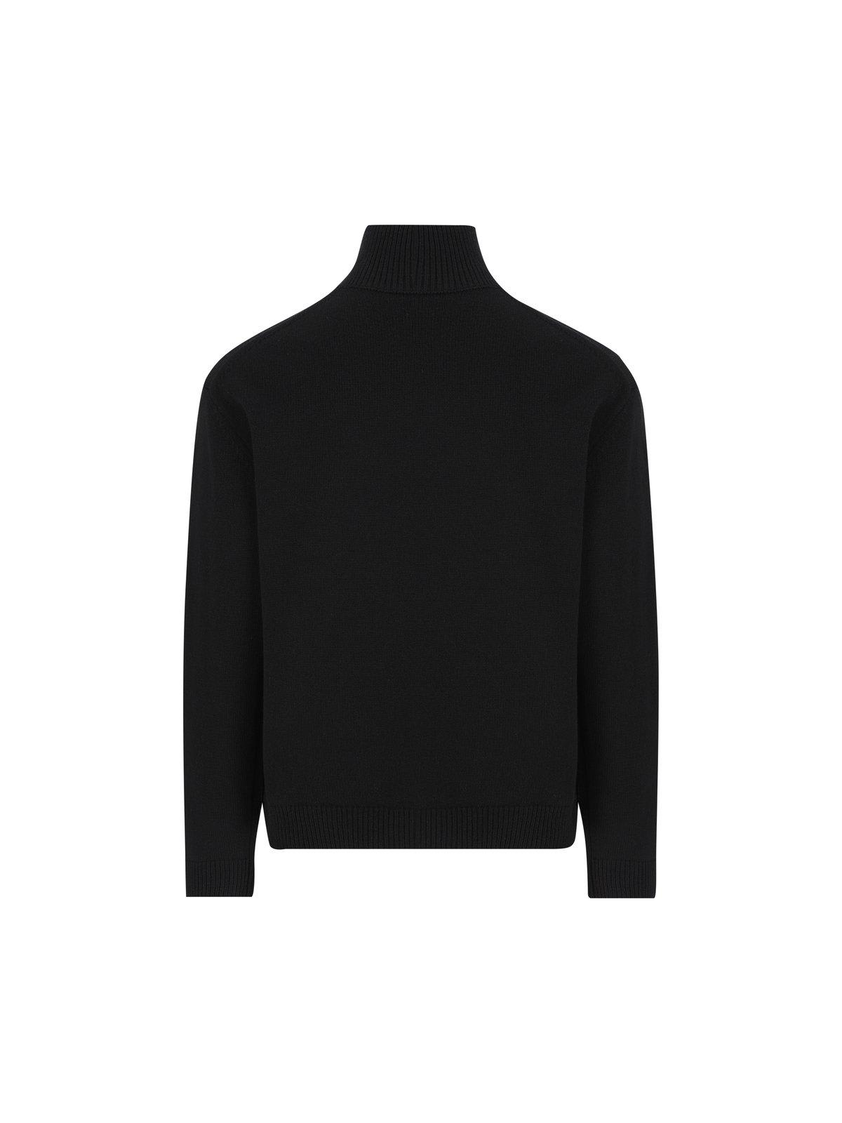 Shop Maison Kitsuné Fox Head Intarsia-knit Turtleneck Jumper In Black