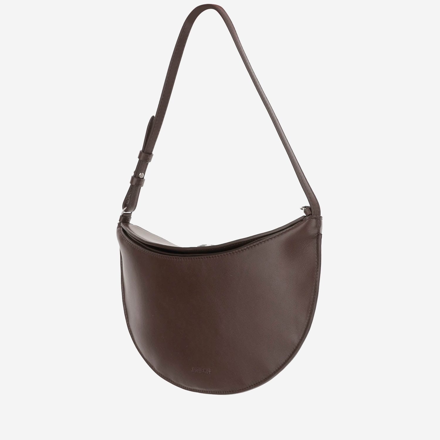 Jacquemus Small Oval Embossed-logo Shoulder Bag In Brown