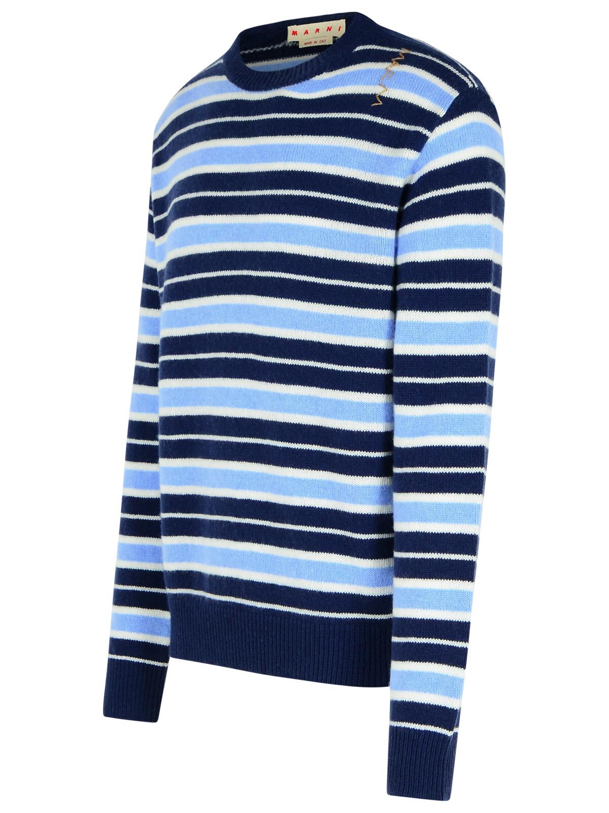 Marni Blue Virgin Wool Blend Sweatshirt Men In Blue