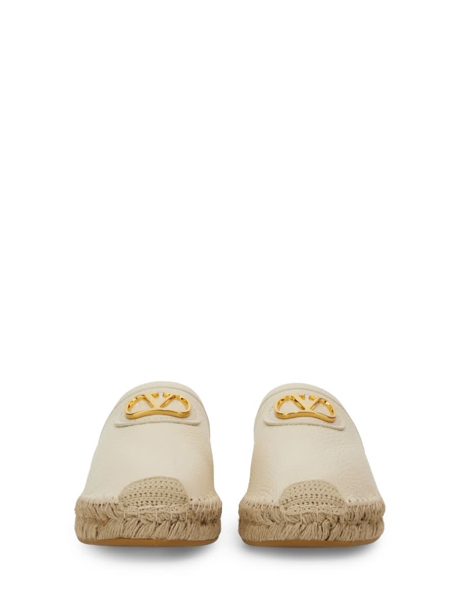 Valentino Vlogo Grainy Leather Mule Espadrille