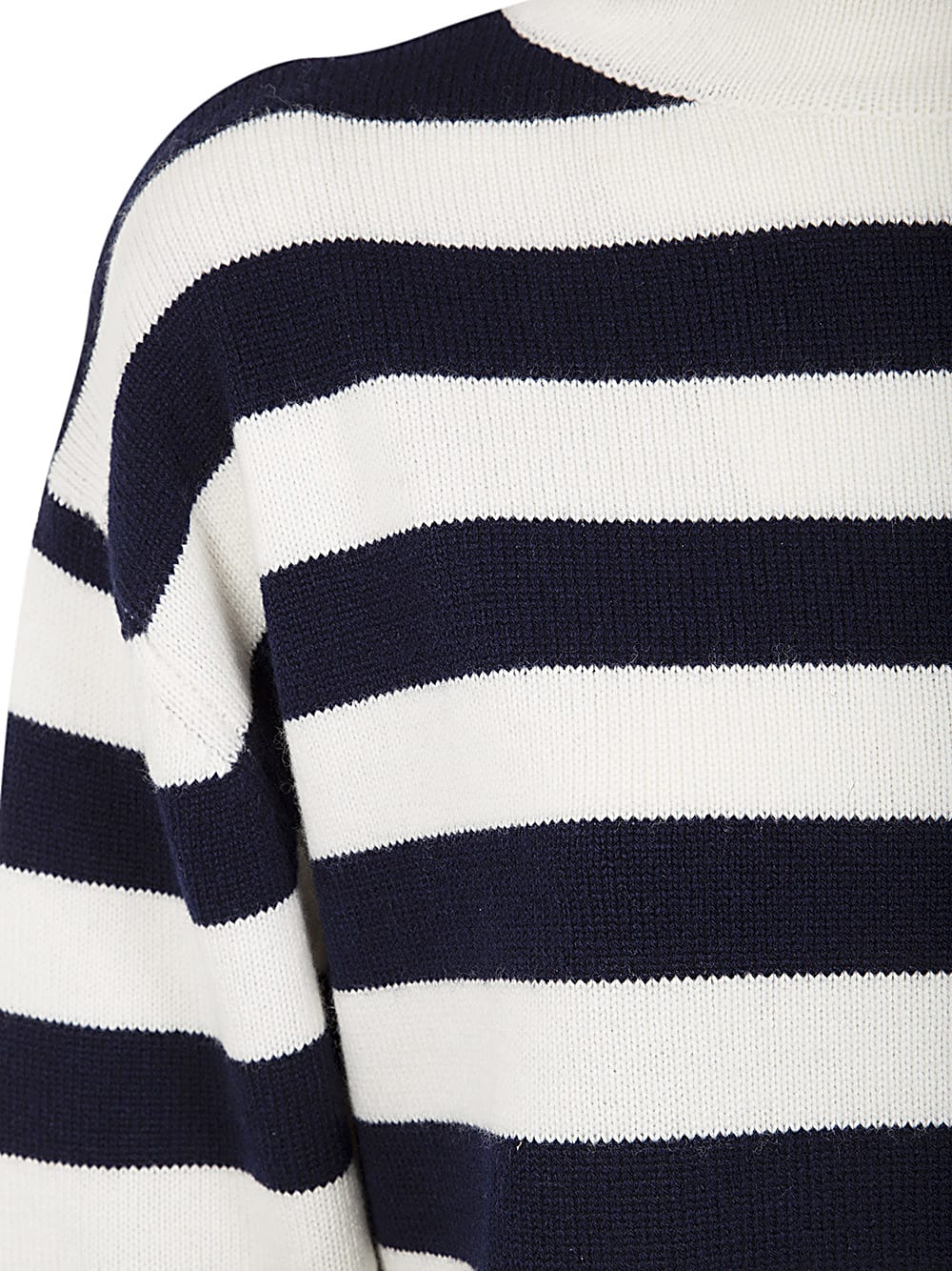 Shop Aspesi Turtle Neck Stripes Sweater In White Black