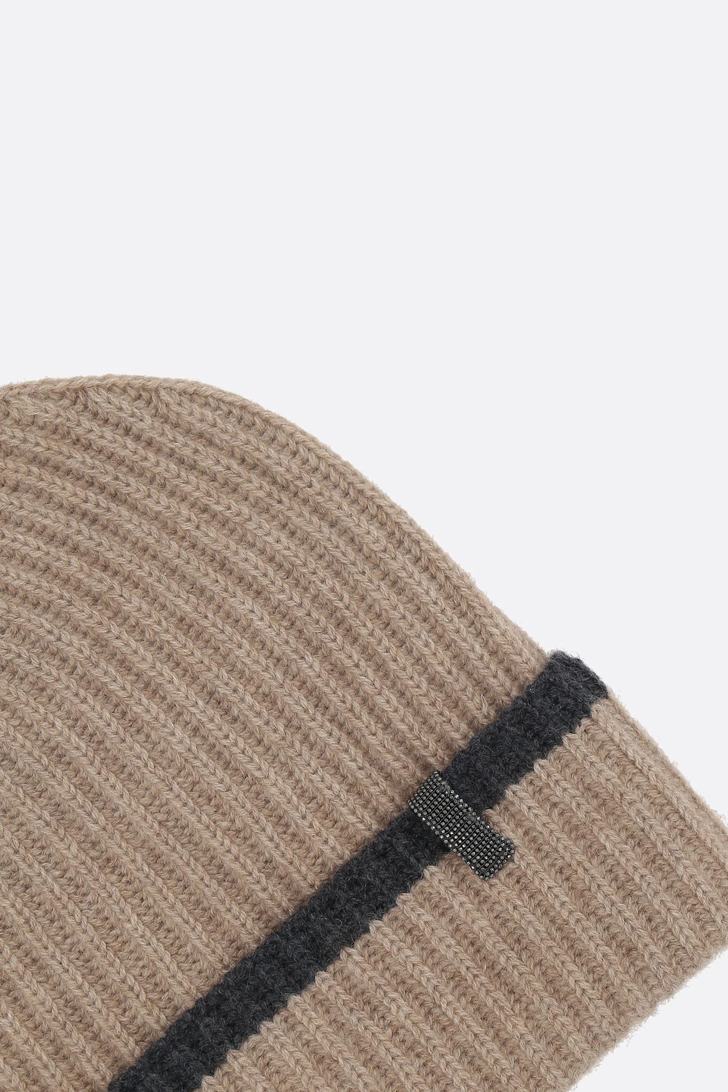Brunello Cucinelli Cashmere Beanie With Monile In Brown
