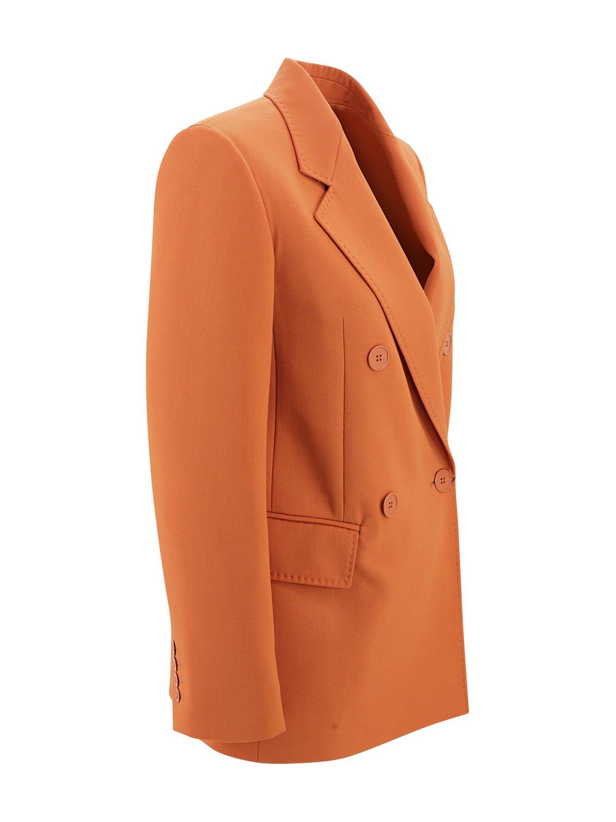 Shop Max Mara Double-breasted Long-sleeved Jacket In Zucca