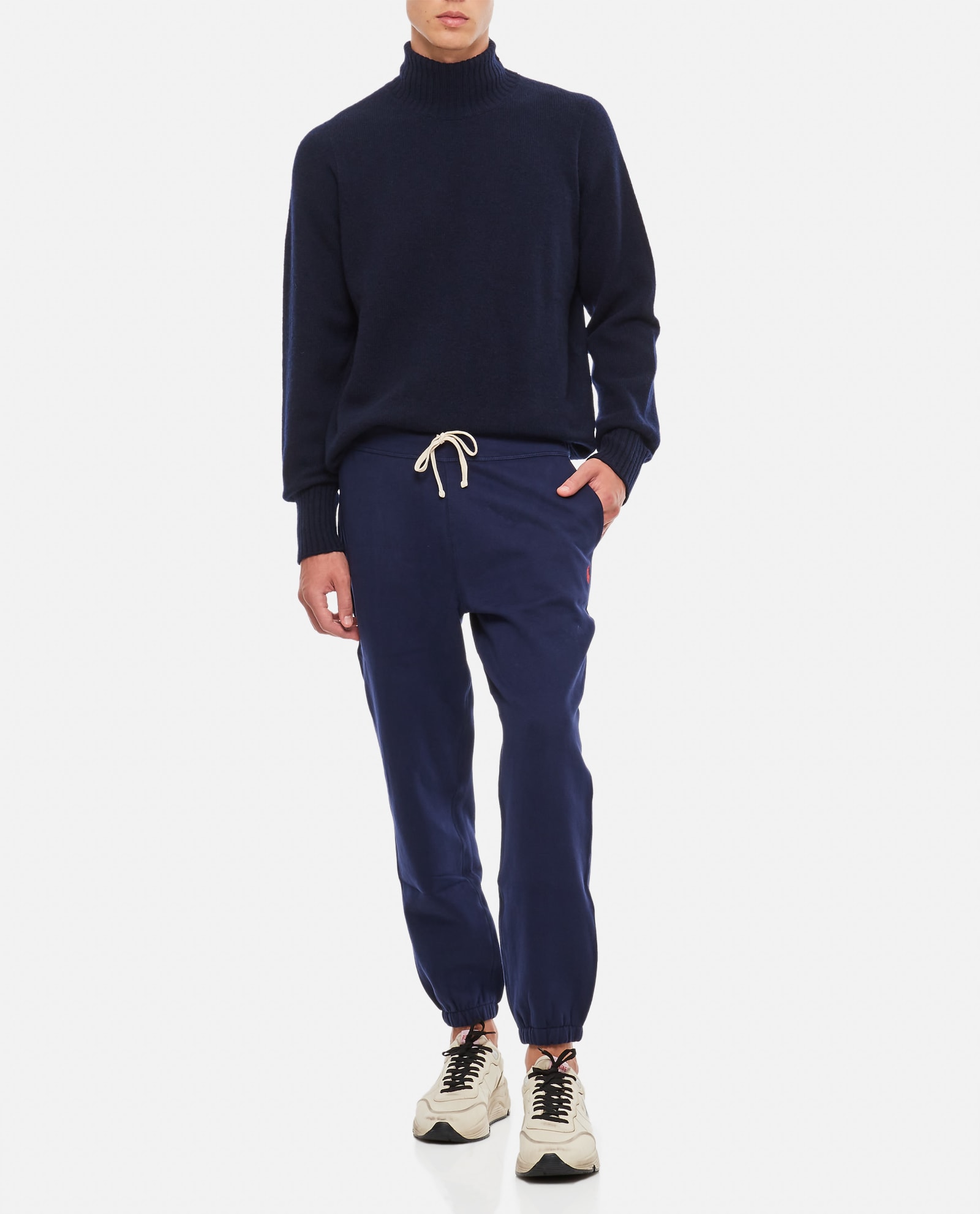 Polo Ralph Lauren Tapered Leg Track Pants With Drawstring Closure In Blue