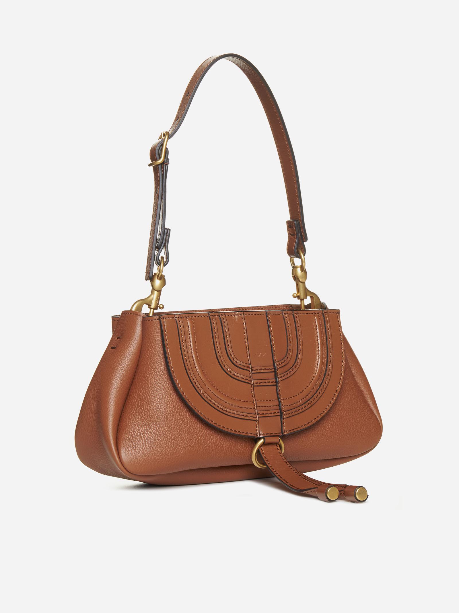 Shop Chloé Marcie Leather Small Bag In Leather Brown