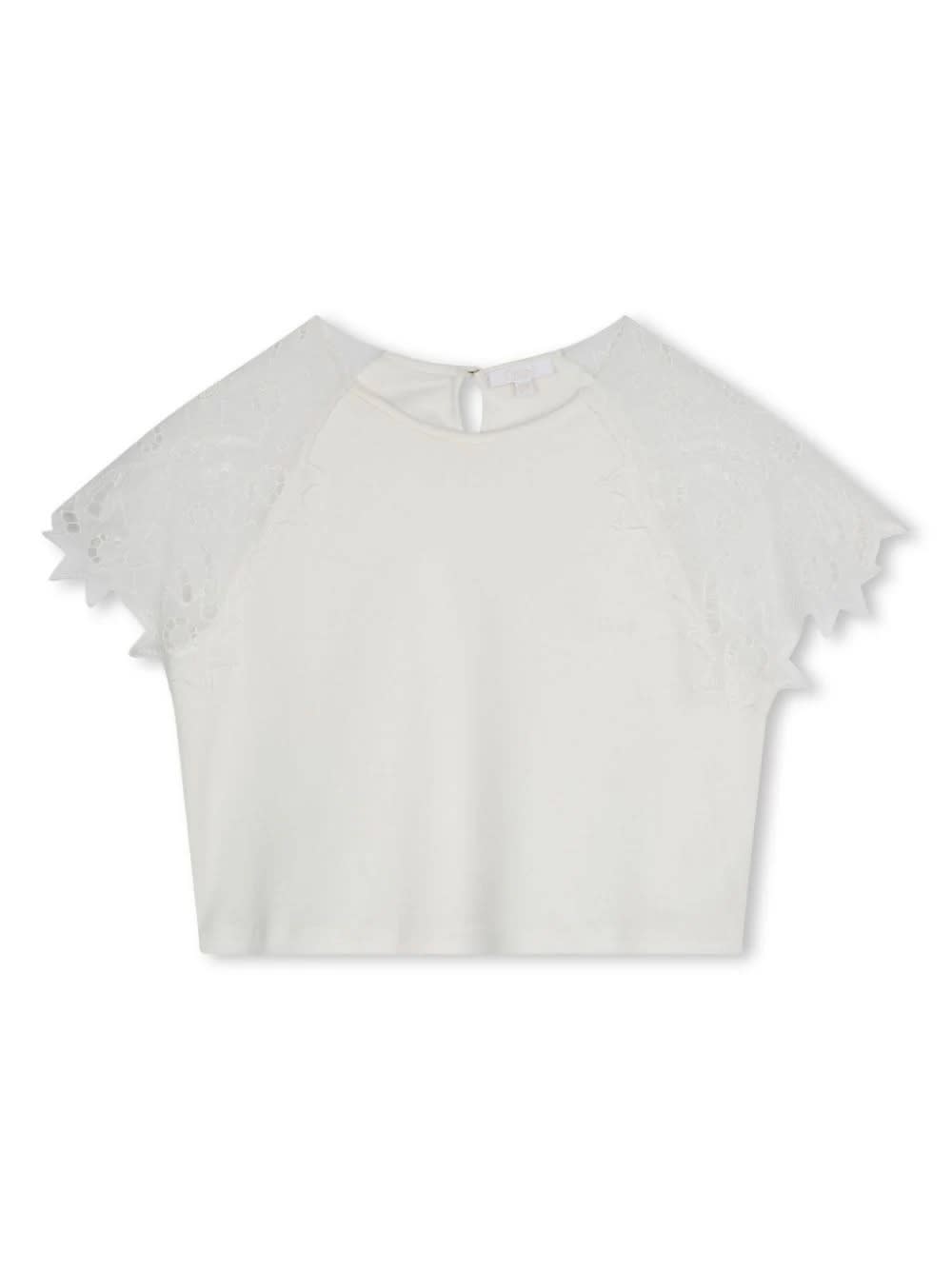 Shop Chloé White Top With Guipure Lace