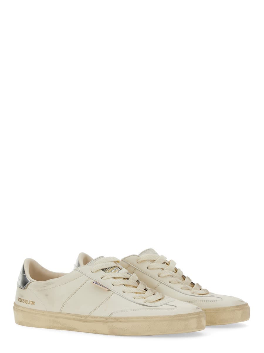 Golden Goose Soulstar White Low Top Sneakers With Logo Patch On The Tongue And Logo Lettering On Side And Heel In In Multi