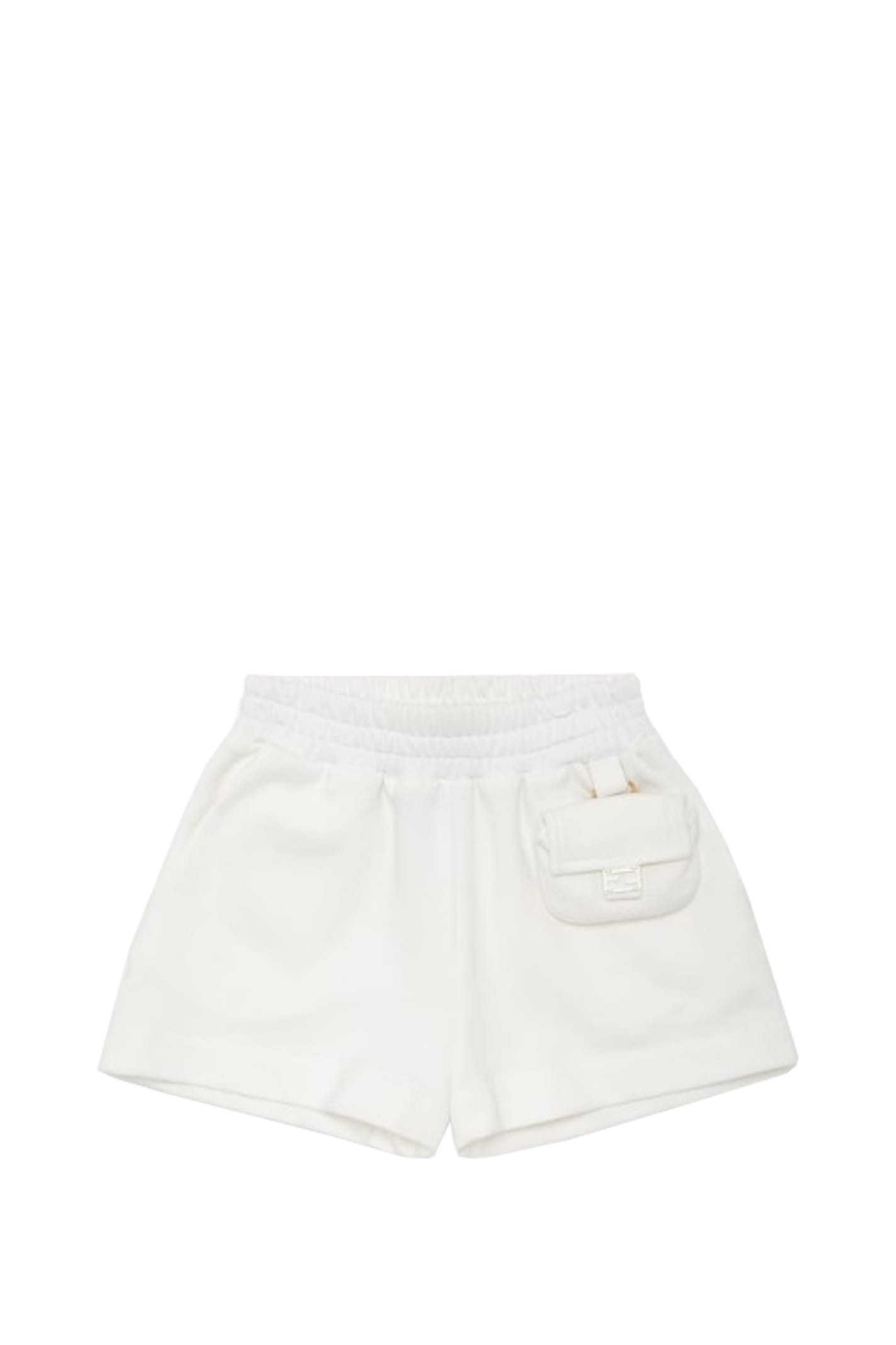 Shop Fendi Junior Shorts In White Sweatshirt