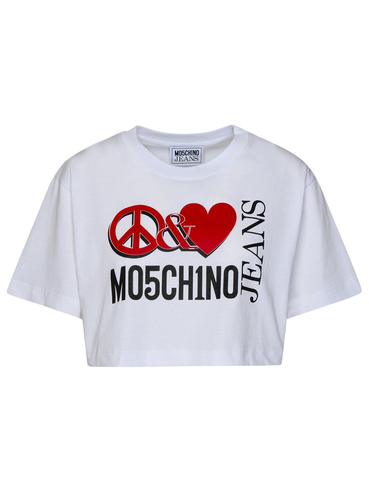 M05CH1N0 JEANS JEANS LOGO PRINTED CROPPED T-SHIRT
