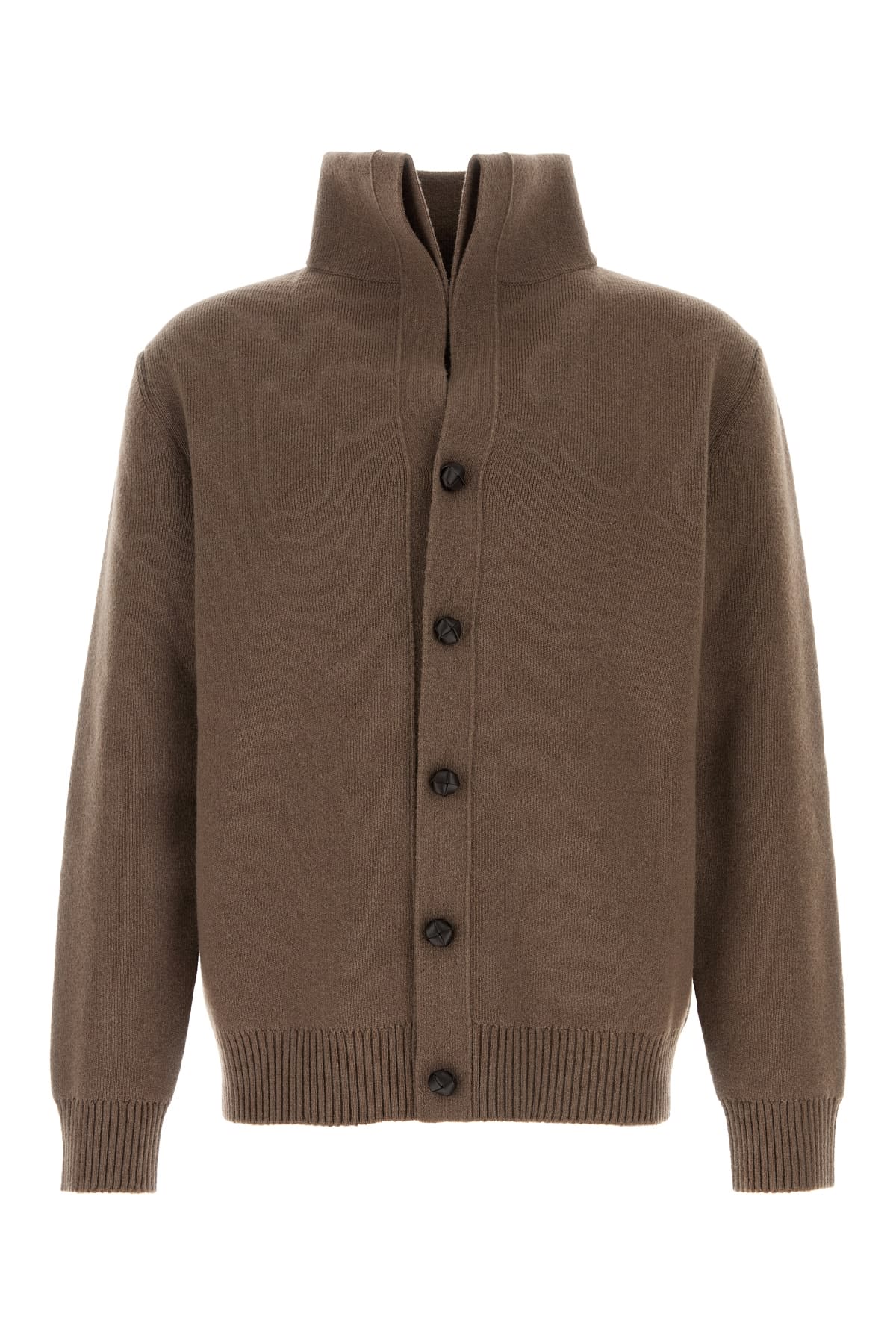 Shop Bottega Veneta Knit Cardigan In Chestnutmelange