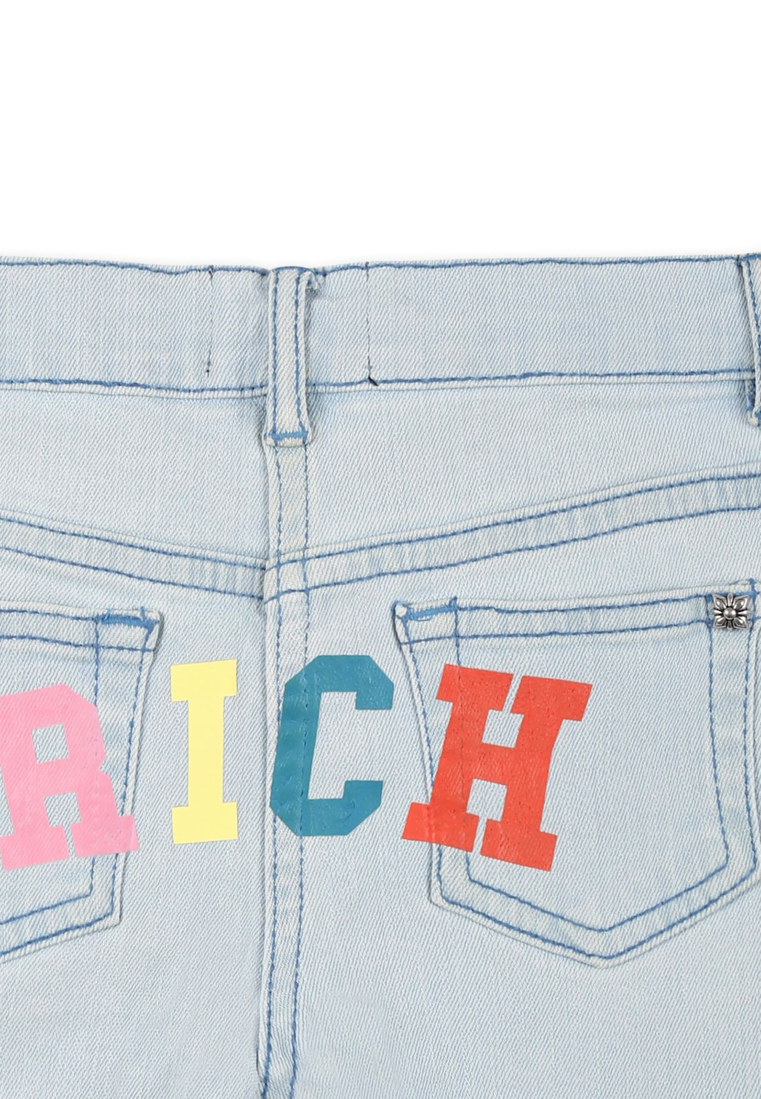 Richmond Denim Shorts For Baby Girl With Logo In Blue