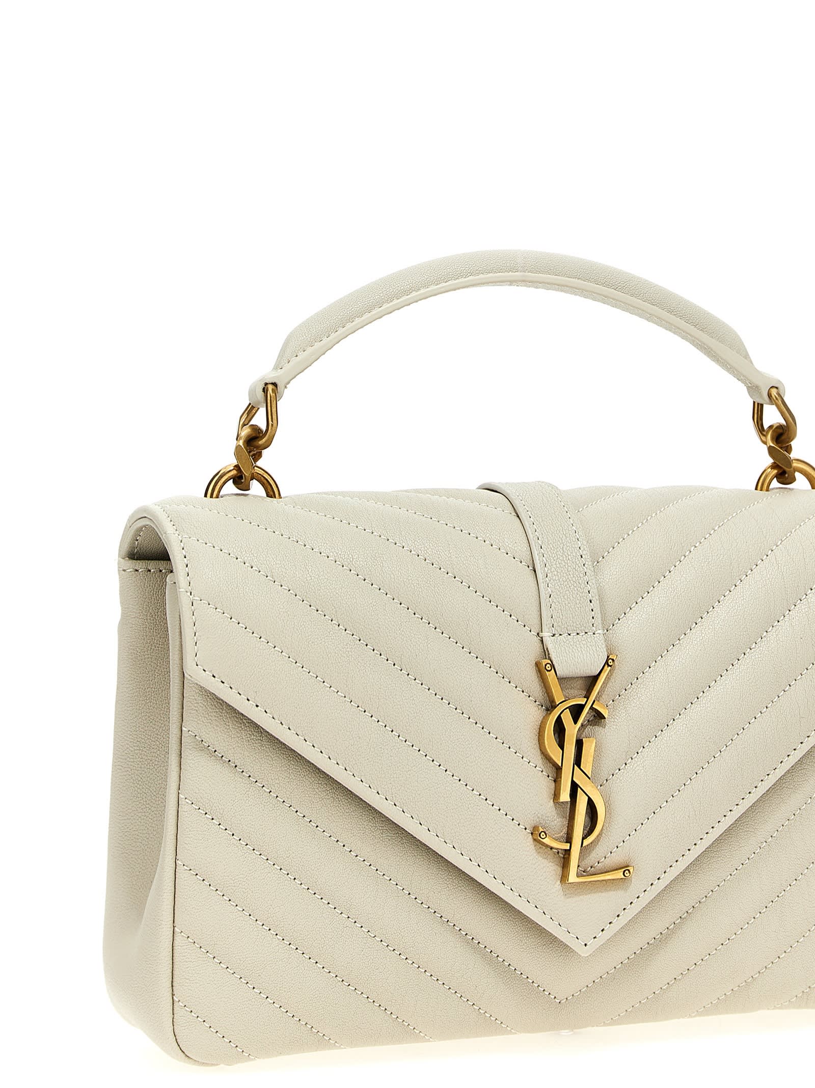 Saint Laurent College Crossbody Bag In White