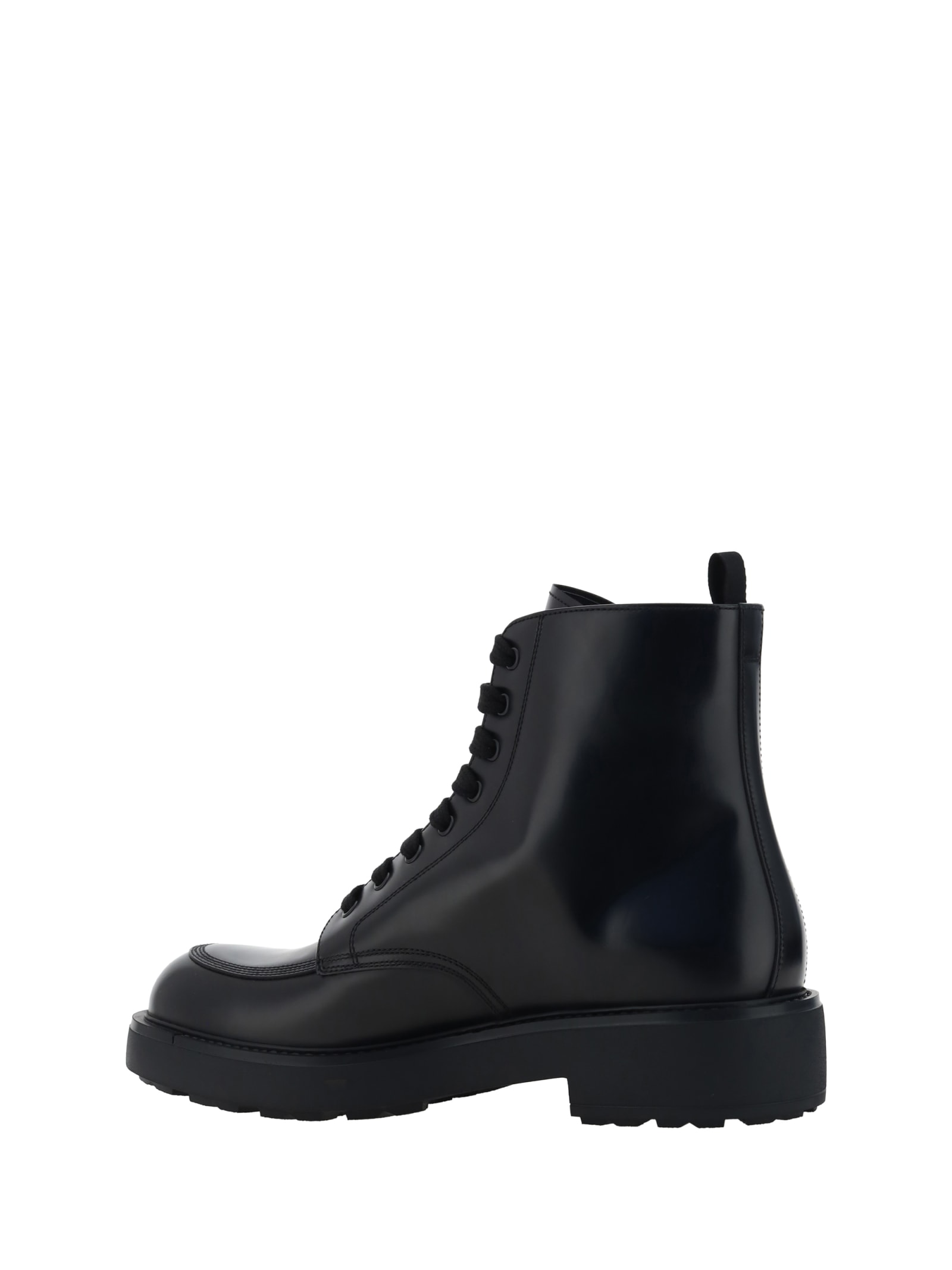 Shop Prada Ankle Boots In Nero