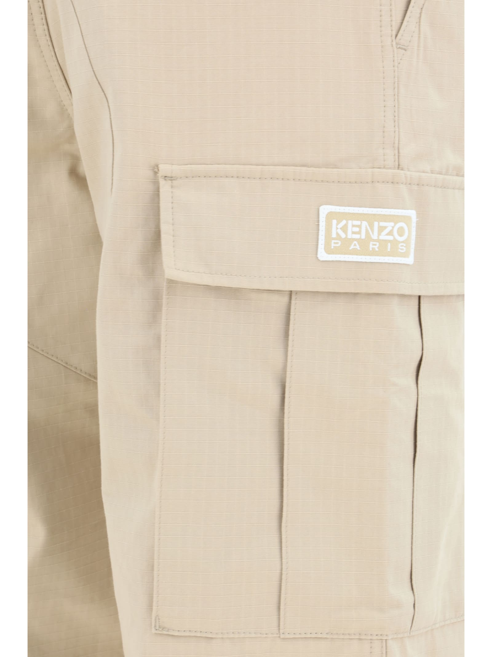 Shop Kenzo Cargo Workwear Pants In Neutrals