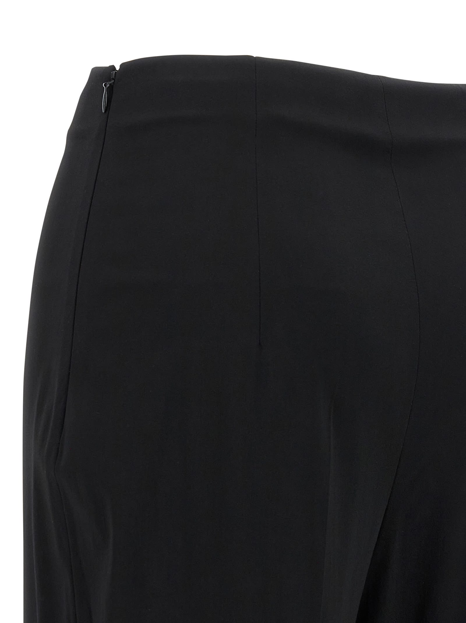 Alberta Ferretti Flared High Waist Trousers With Beaded Embellishments In Black