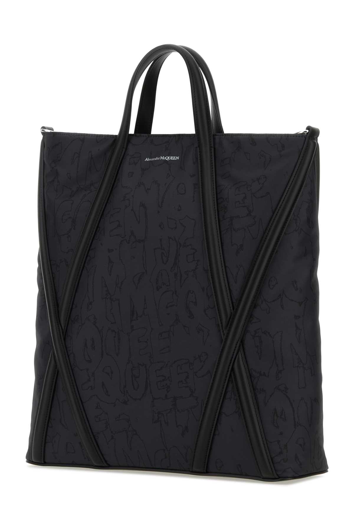 Shop Alexander Mcqueen Black Nylon The Harness Shopping Bag