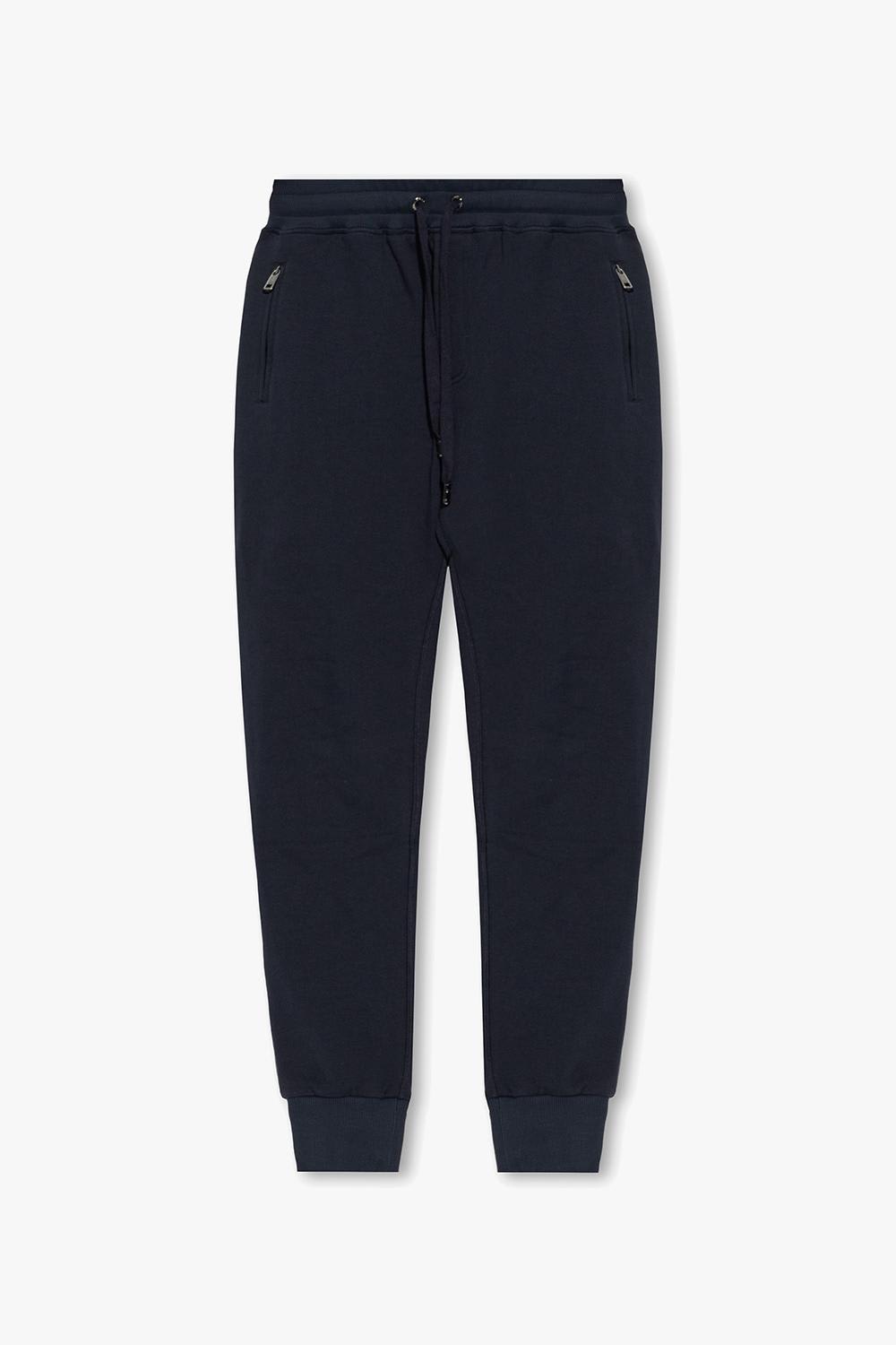 Shop Dolce & Gabbana Sweatpants With Logo In Blu Navy