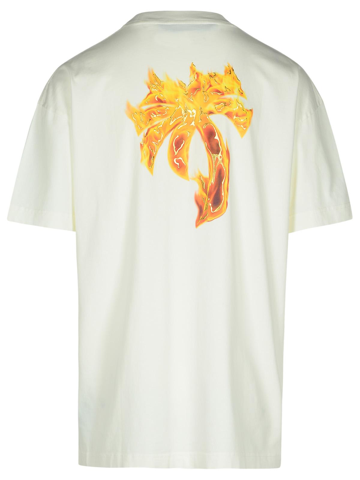 Shop Palm Angels Burning Logo Printed T-shirt In White