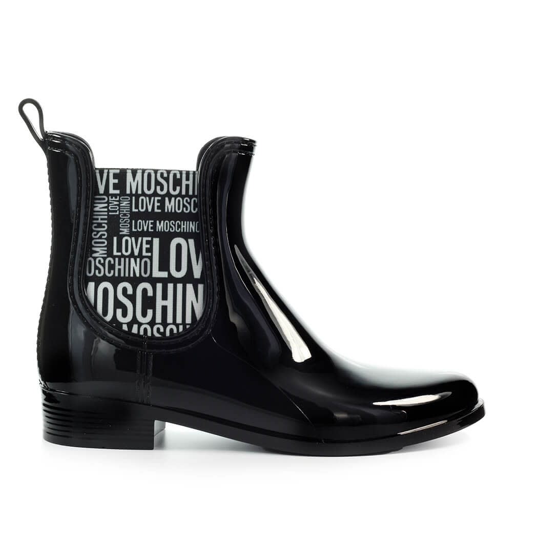 Love Moschino Black Rubber Chelsea Boot With Logo
