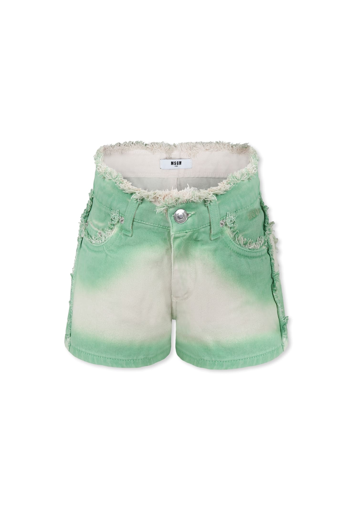 Shop Msgm Green Shorts For Girl With Logo