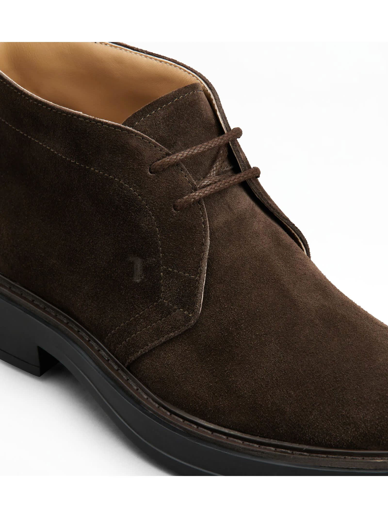 Tod's Brown Suede Desert Boots With Lace-up Closure And Gommini Sole In Brown