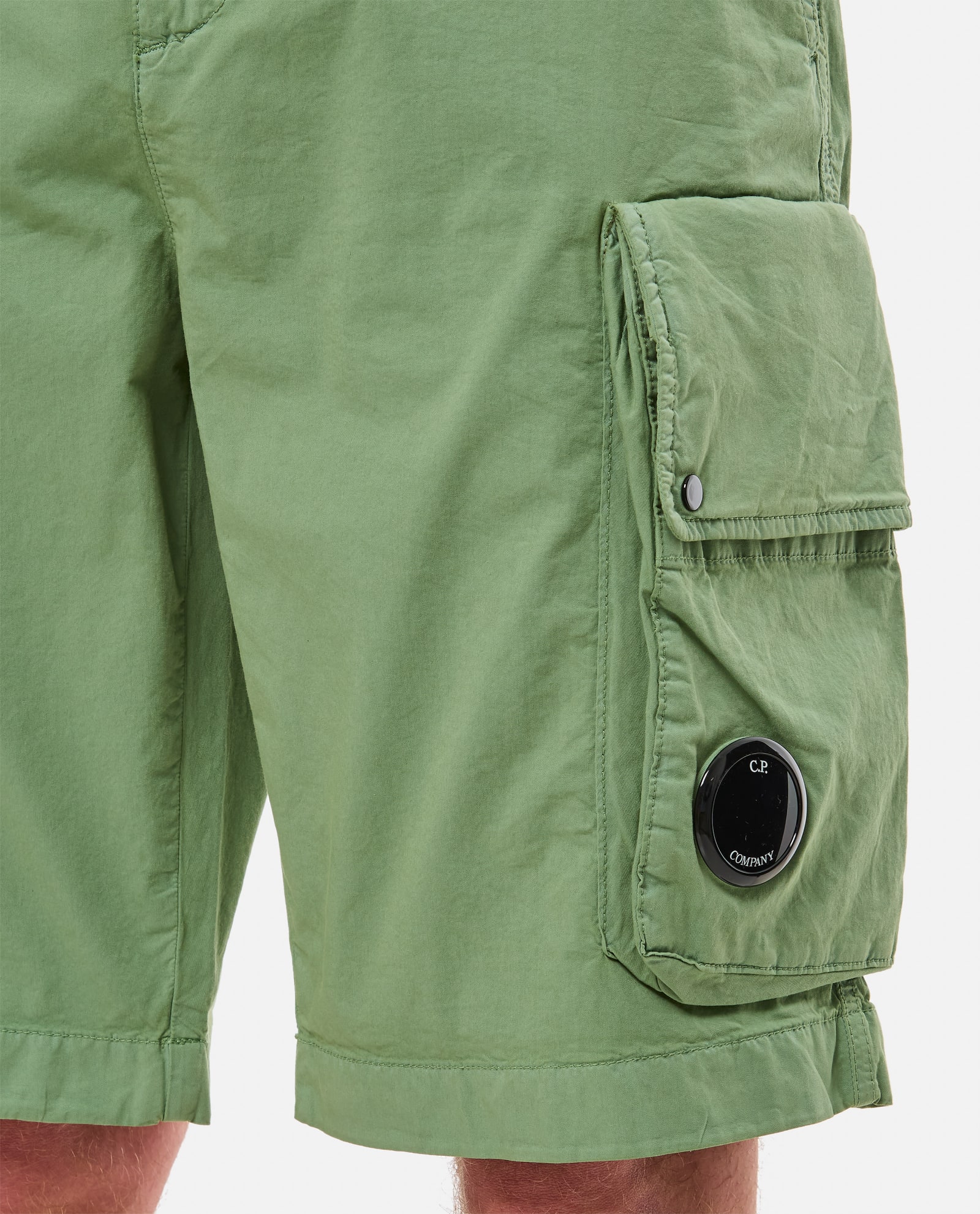 Shop C.p. Company Twill Stretch Cargo Shorts  In Green