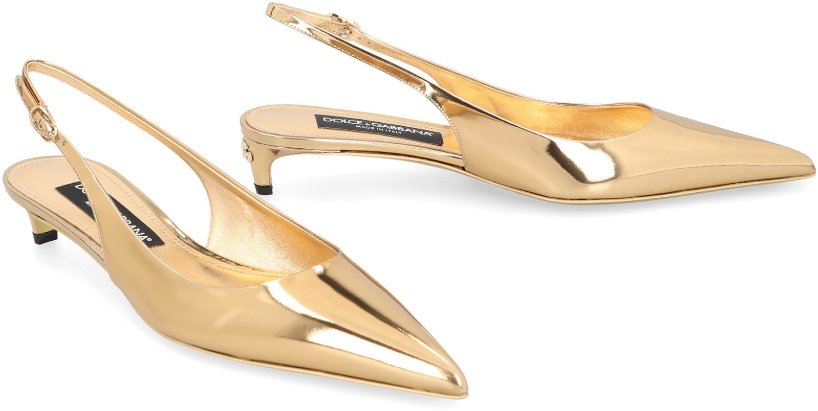 Shop Dolce & Gabbana Leather Slingback Pumps In Gold