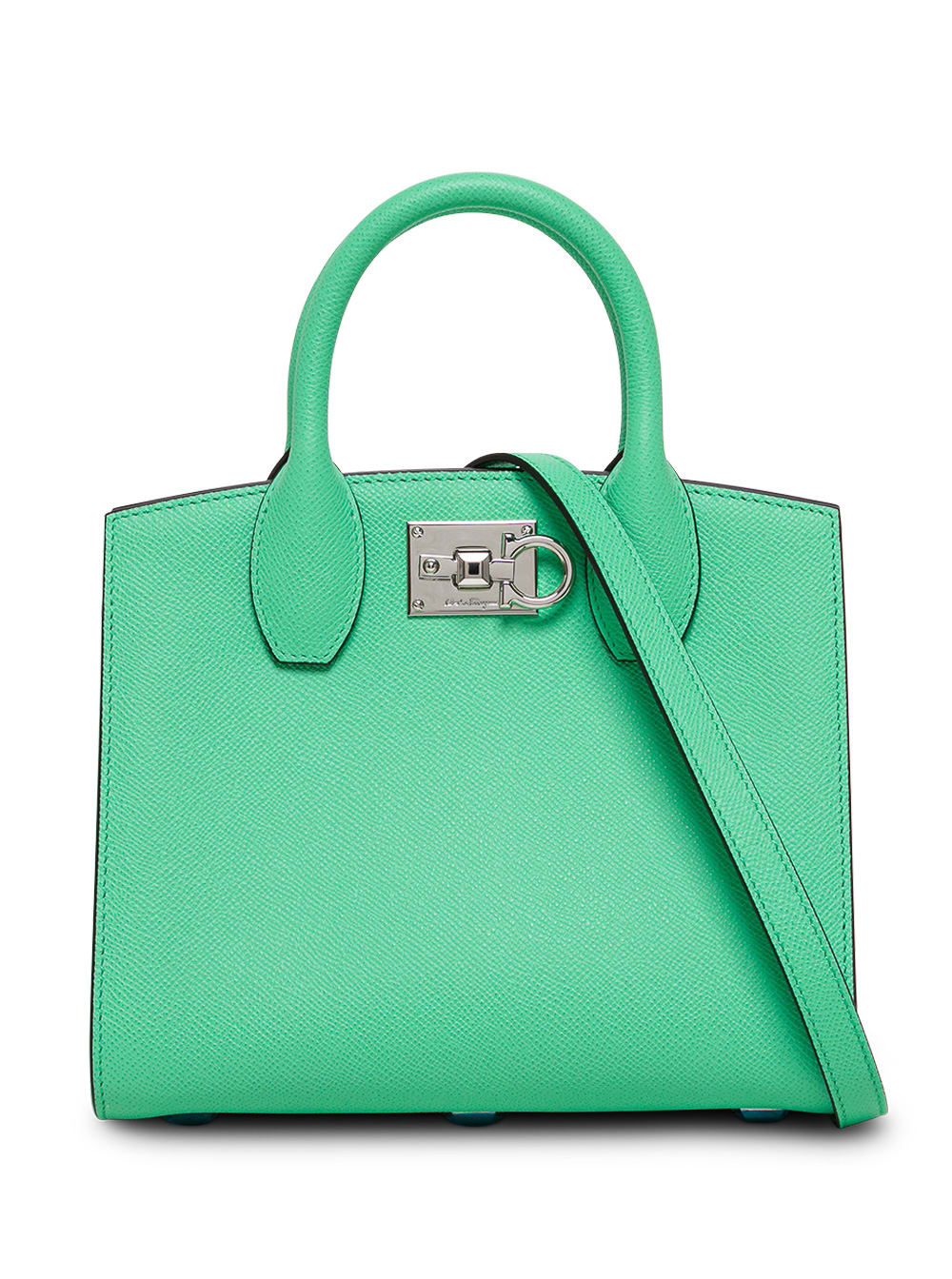 Salvatore Ferragamo Studio Box Green Leather Handbag
