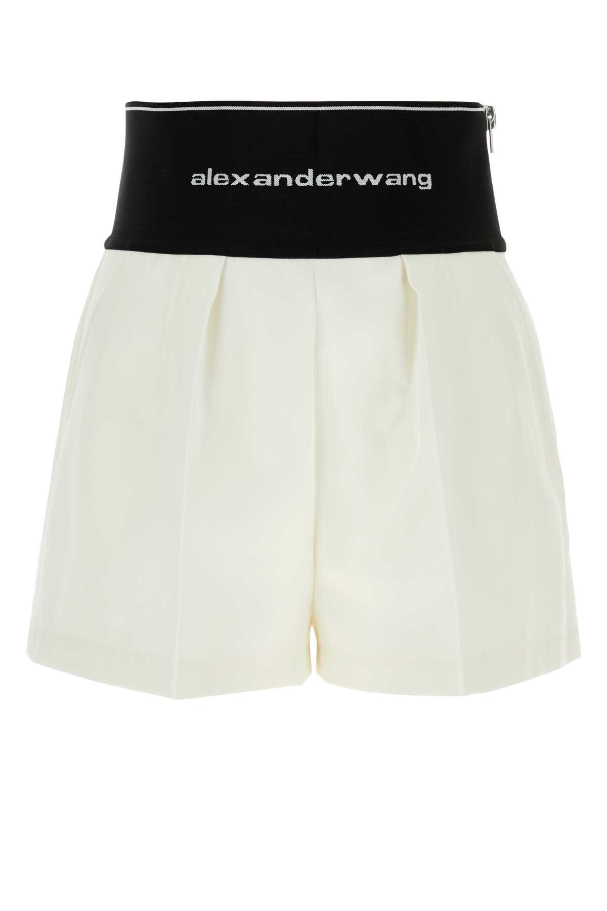 Shop Alexander Wang White Cotton Blend Shorts In 110