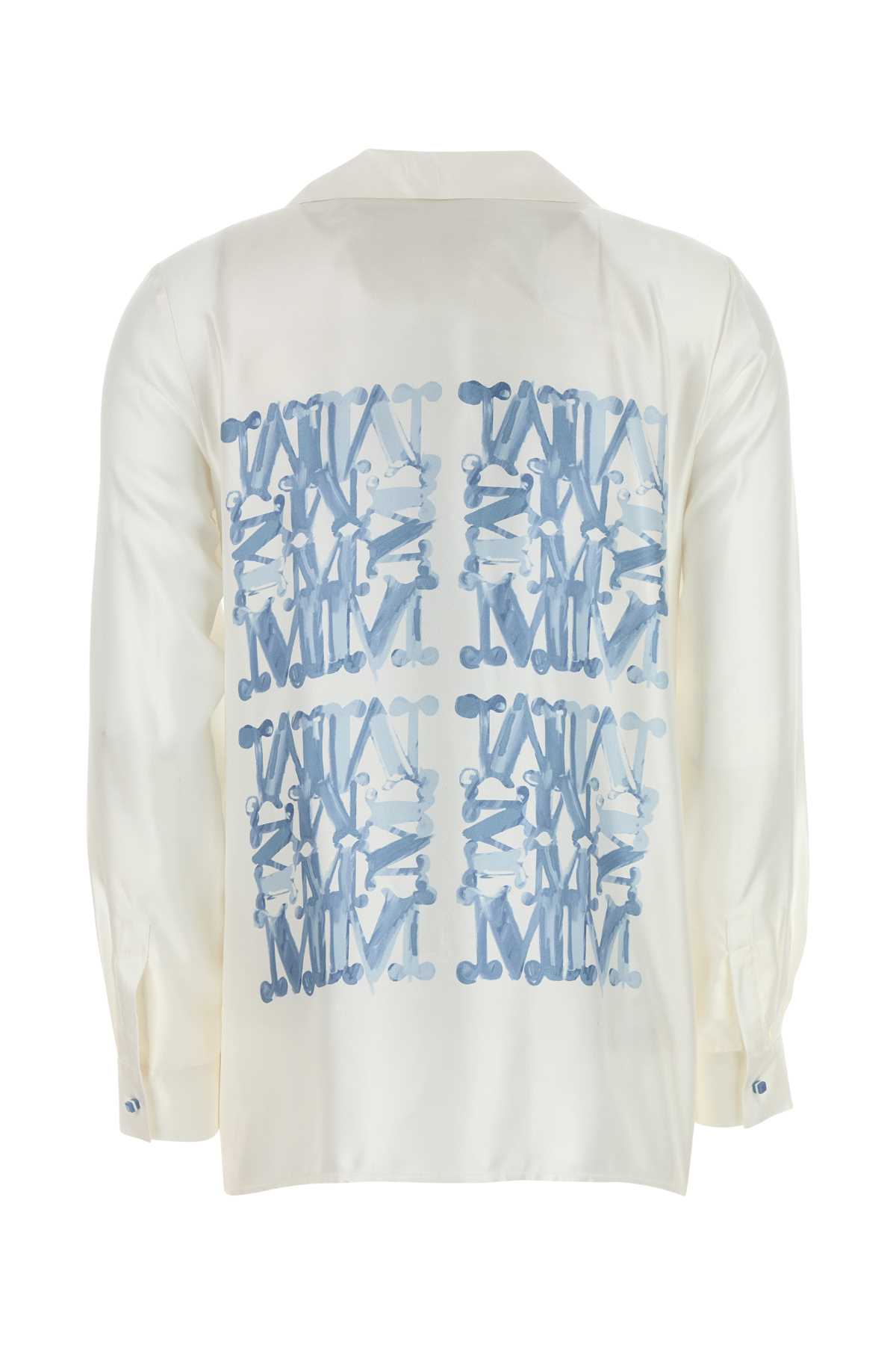 Max Mara Silk Monogram Shirt In White