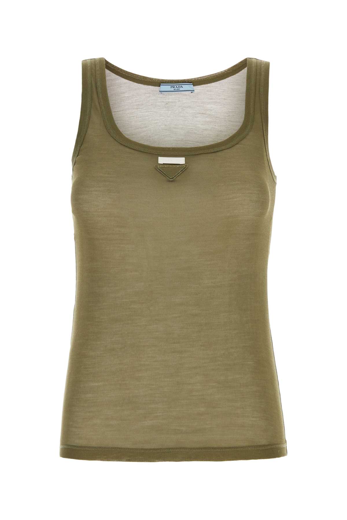 Shop Prada Army Green Silk Tank Top In Militare